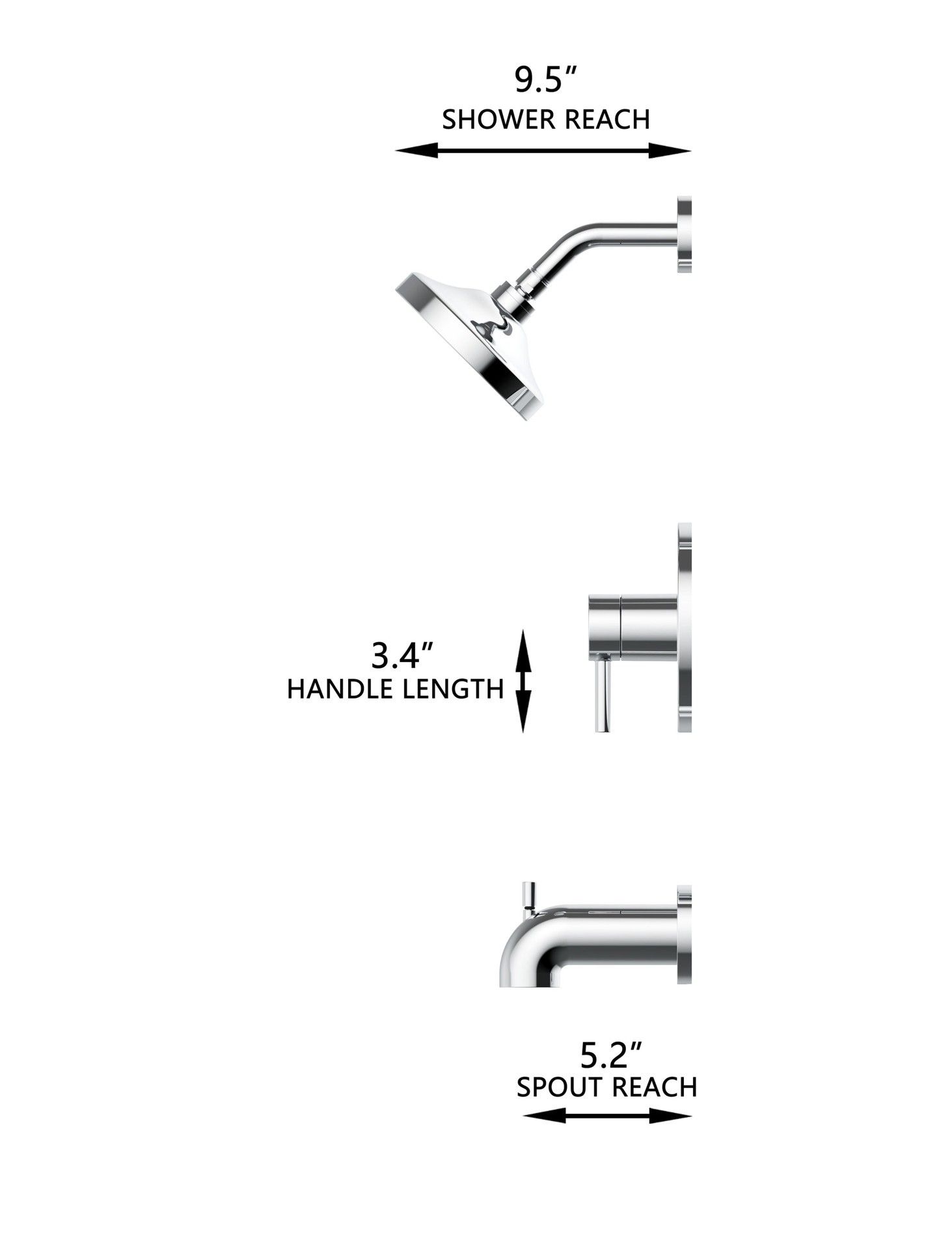 slide 6 of 6, allen + roth Harlow Polished chrome 1-handle 6-in Round Bathtub and shower Faucet with Valve (Single Function), 1 ct