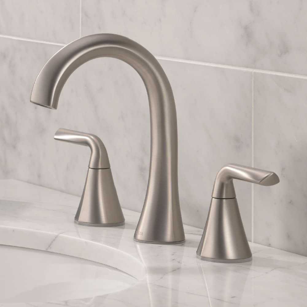 slide 1 of 6, Delta Eldren Spotshield Brushed Nickel Widespread 2-handle WaterSense Mid-arc Residential Handle Bathroom Sink Faucet with Drain, 1 ct