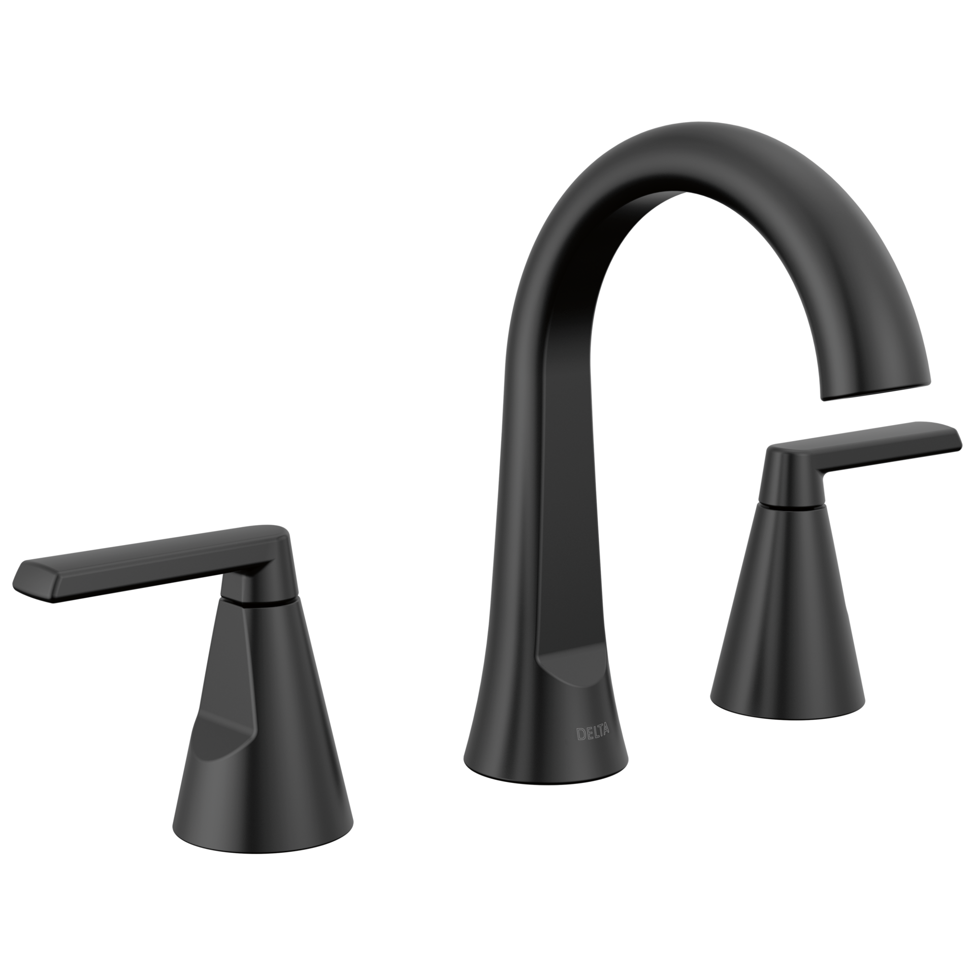 slide 2 of 6, Delta Sparrow Black Matte Black Widespread 2-handle WaterSense Mid-arc Residential Handle Bathroom Sink Faucet with Drain, 1 ct