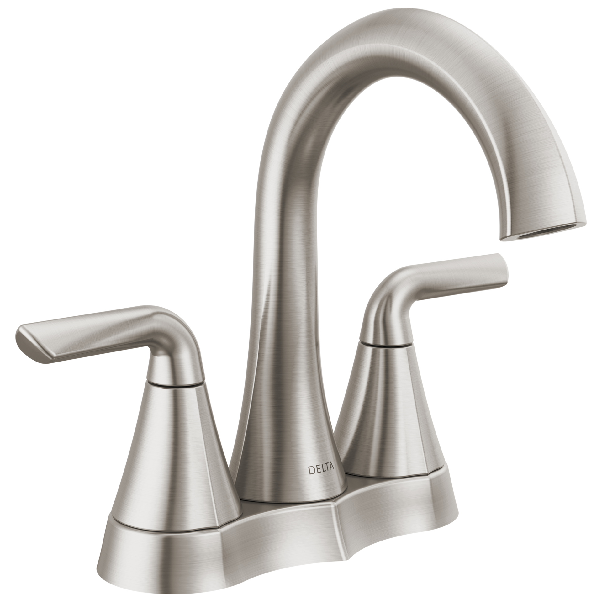slide 1 of 6, Delta Eldren Spotshield Brushed Nickel 4-in centerset 2-handle WaterSense Mid-arc Residential Handle Bathroom Sink Faucet with Drain, 1 ct