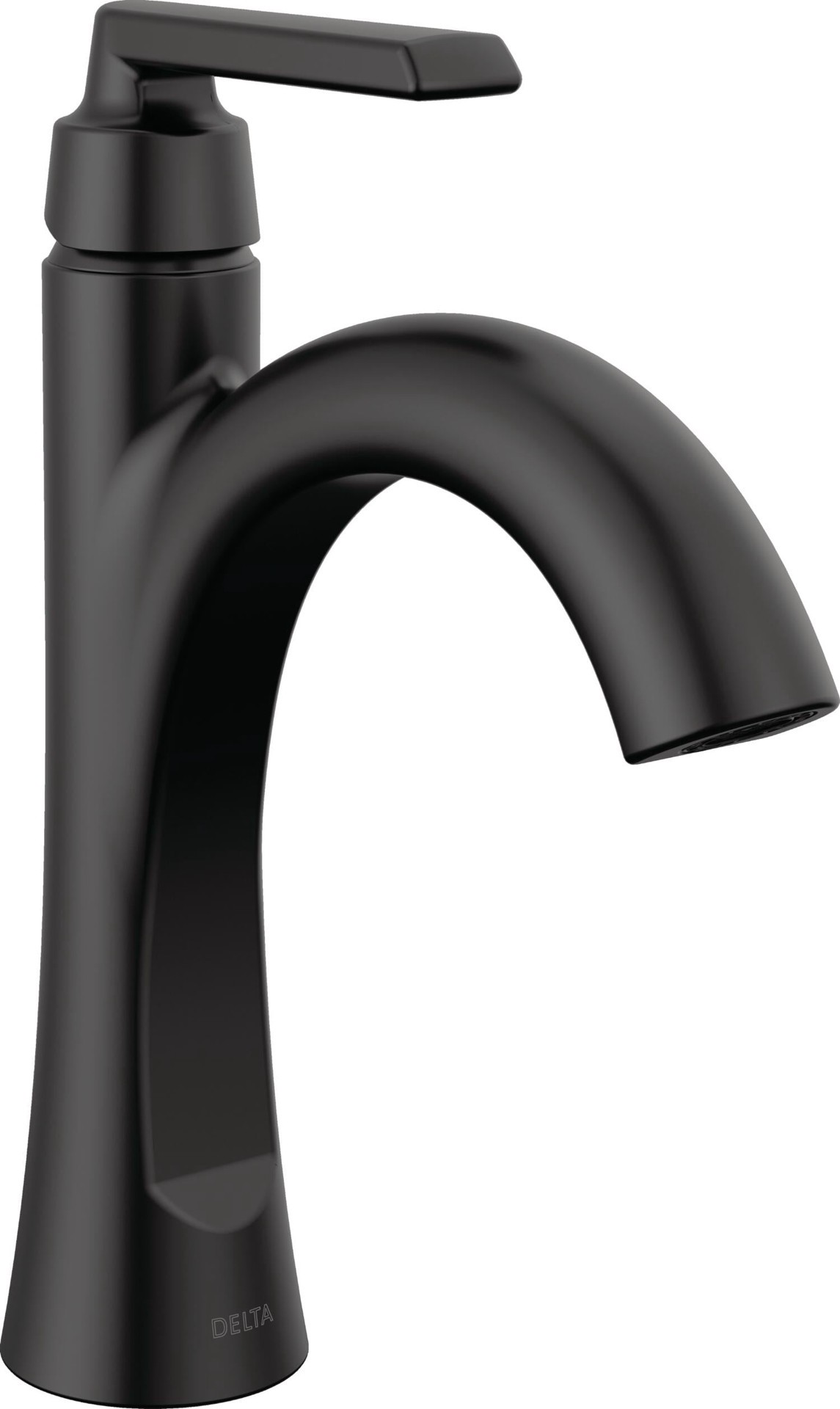 slide 2 of 6, Delta Sparrow Matte Black Single hole 1-handle WaterSense Mid-arc Residential Handle Bathroom Sink Faucet with Drain with Deck Plate, 1 ct