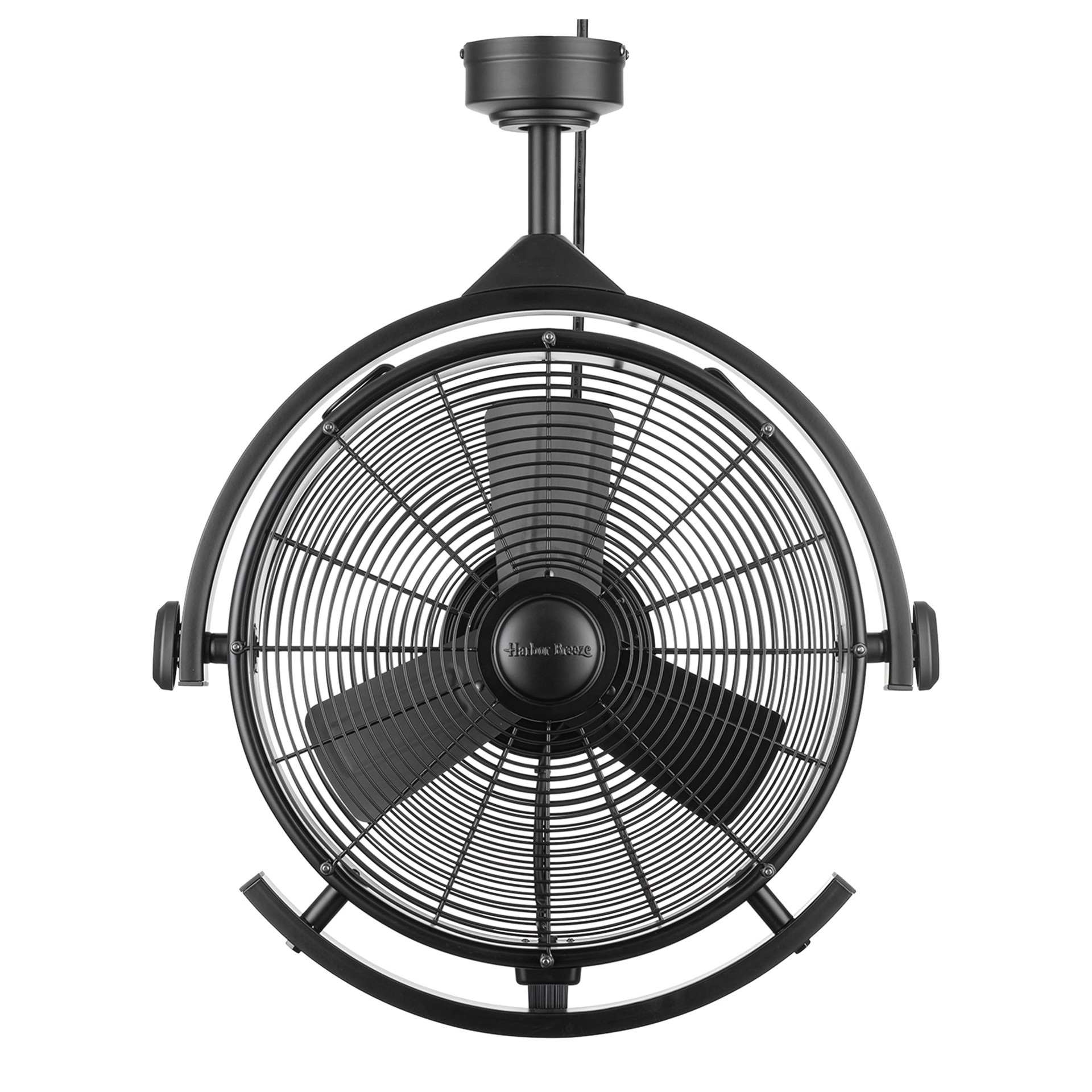 slide 2 of 6, Harbor Breeze Cohort Garage Fan 18-in Outdoor Matte Black with Matte Black Blades Plug-in Ceiling Fan Without Light ( 3 -Blade ), 1 ct