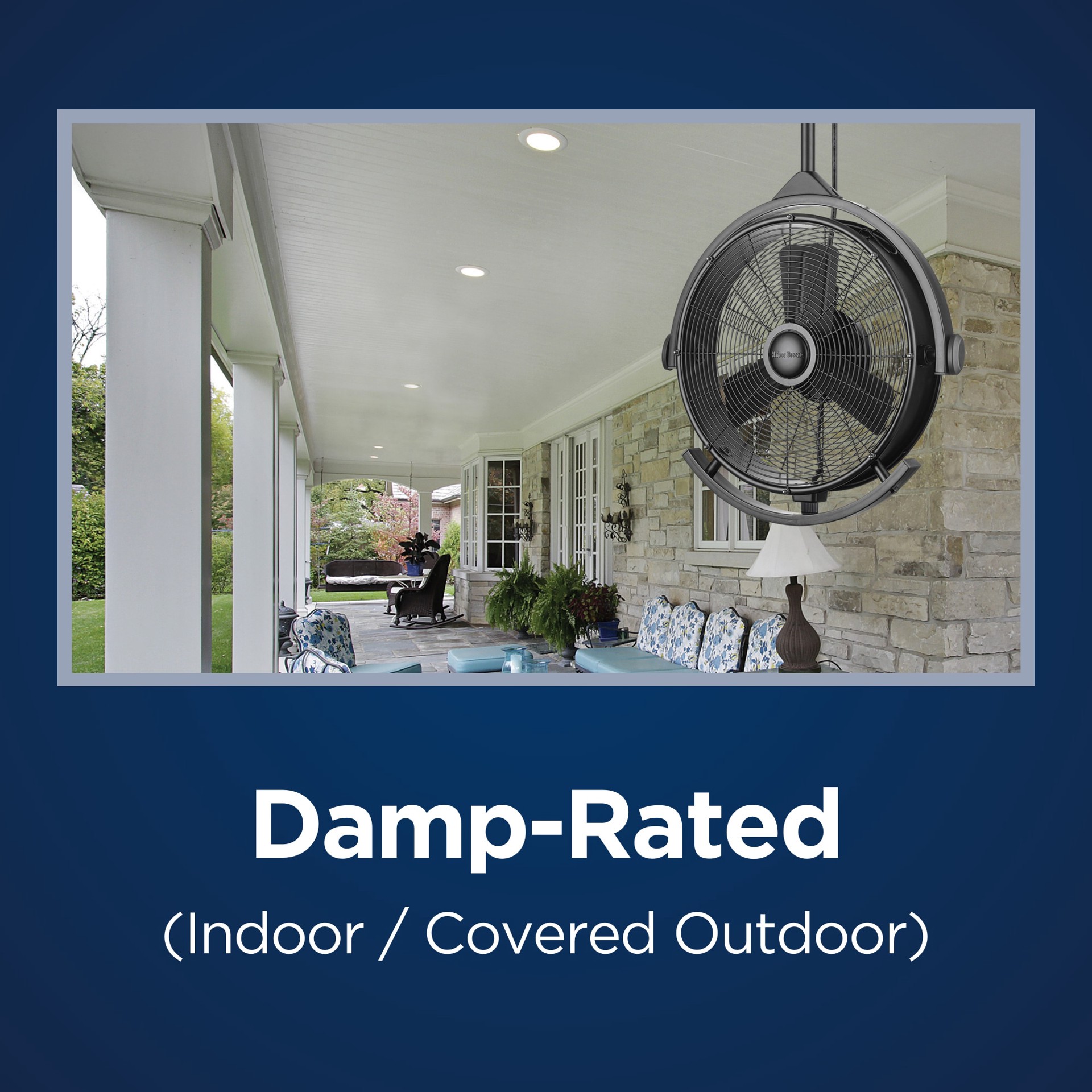 slide 6 of 6, Harbor Breeze Cohort Garage Fan 18-in Outdoor Matte Black with Matte Black Blades Plug-in Ceiling Fan Without Light ( 3 -Blade ), 1 ct