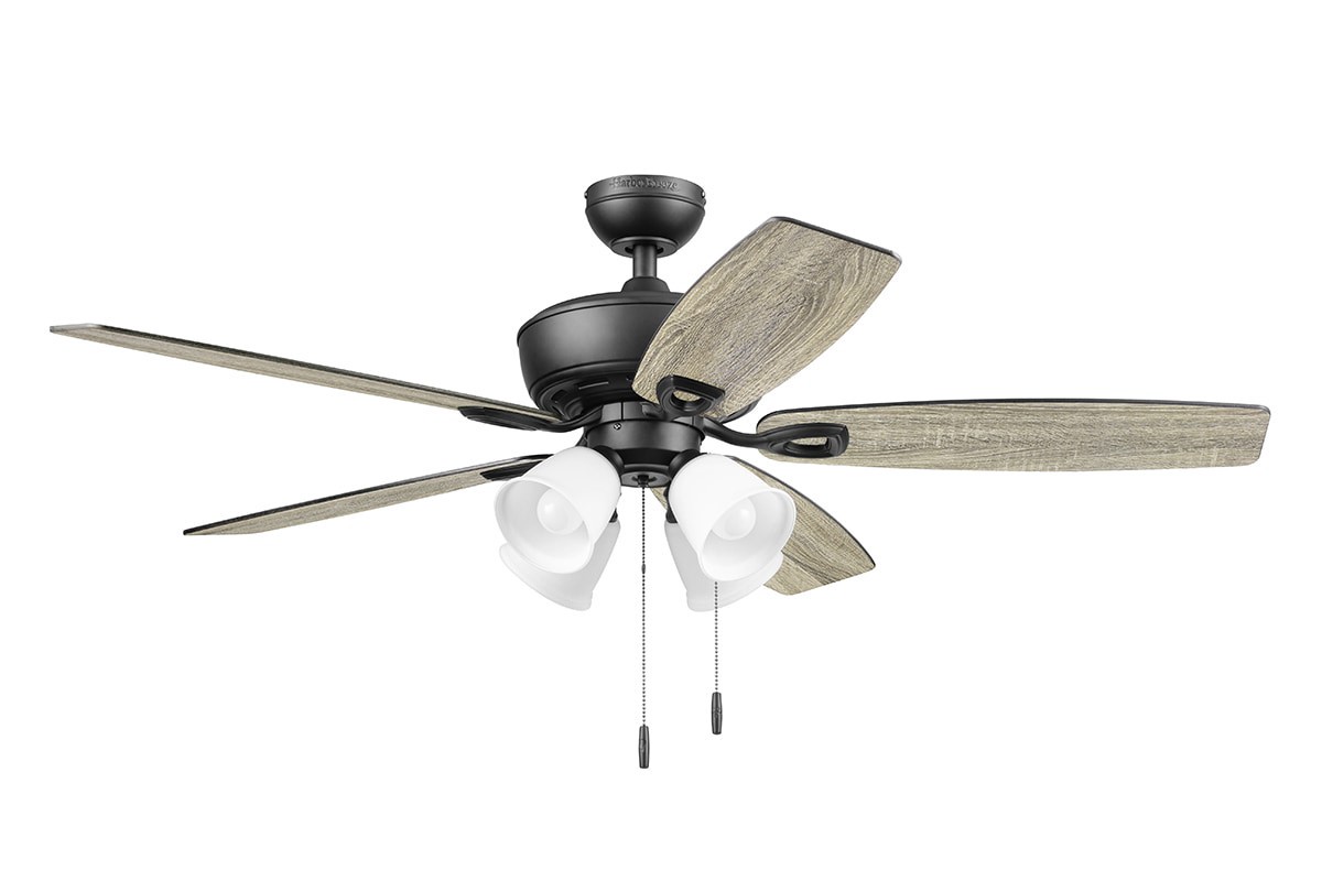 slide 2 of 6, Harbor Breeze Notus 52-in Matte Black with Matte black/rough pine Blades Ceiling Fan With Light 5 -Blade, 1 ct