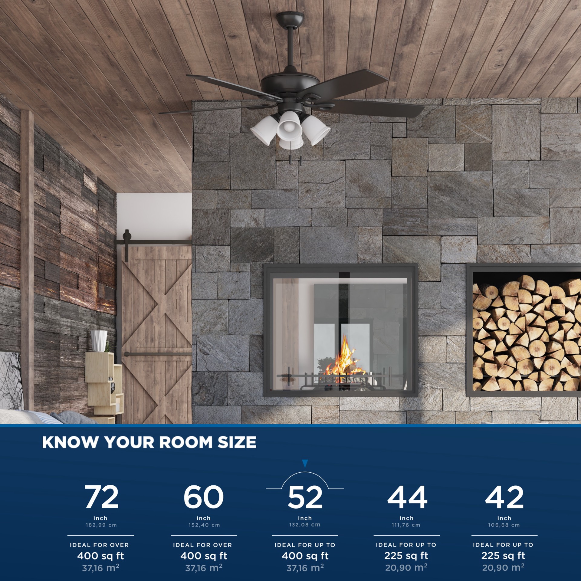 slide 5 of 6, Harbor Breeze Notus 52-in Matte Black with Matte black/rough pine Blades Ceiling Fan With Light 5 -Blade, 1 ct