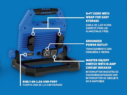 slide 3 of 6, Kobalt 8000 -Lumens LED Plug-in Portable Work Light, 1 ct