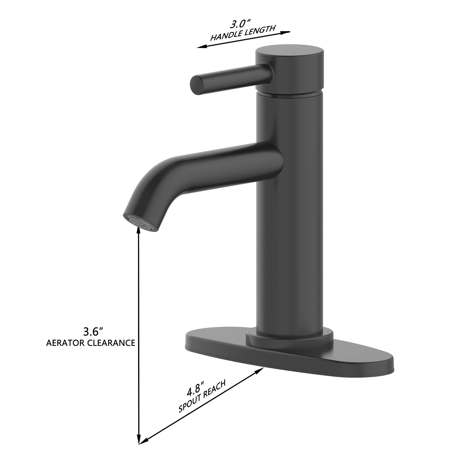 slide 4 of 6, allen + roth Harlow Matte Black Single hole 1-handle WaterSense Mid-arc Residential Handle Bathroom Sink Faucet with Drain with Deck Plate, 1 ct