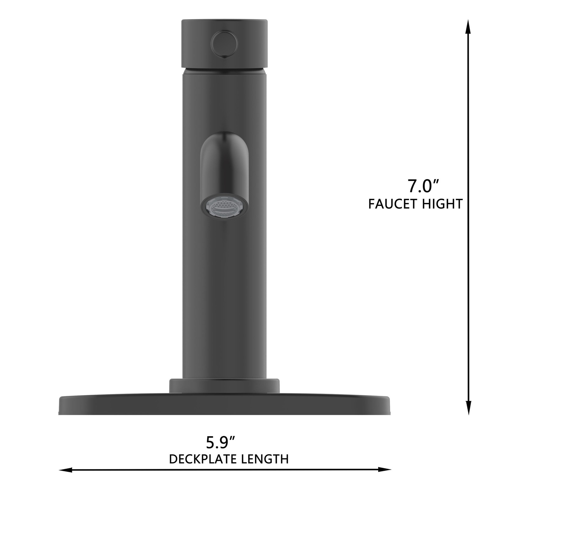 slide 5 of 6, allen + roth Harlow Matte Black Single hole 1-handle WaterSense Mid-arc Residential Handle Bathroom Sink Faucet with Drain with Deck Plate, 1 ct
