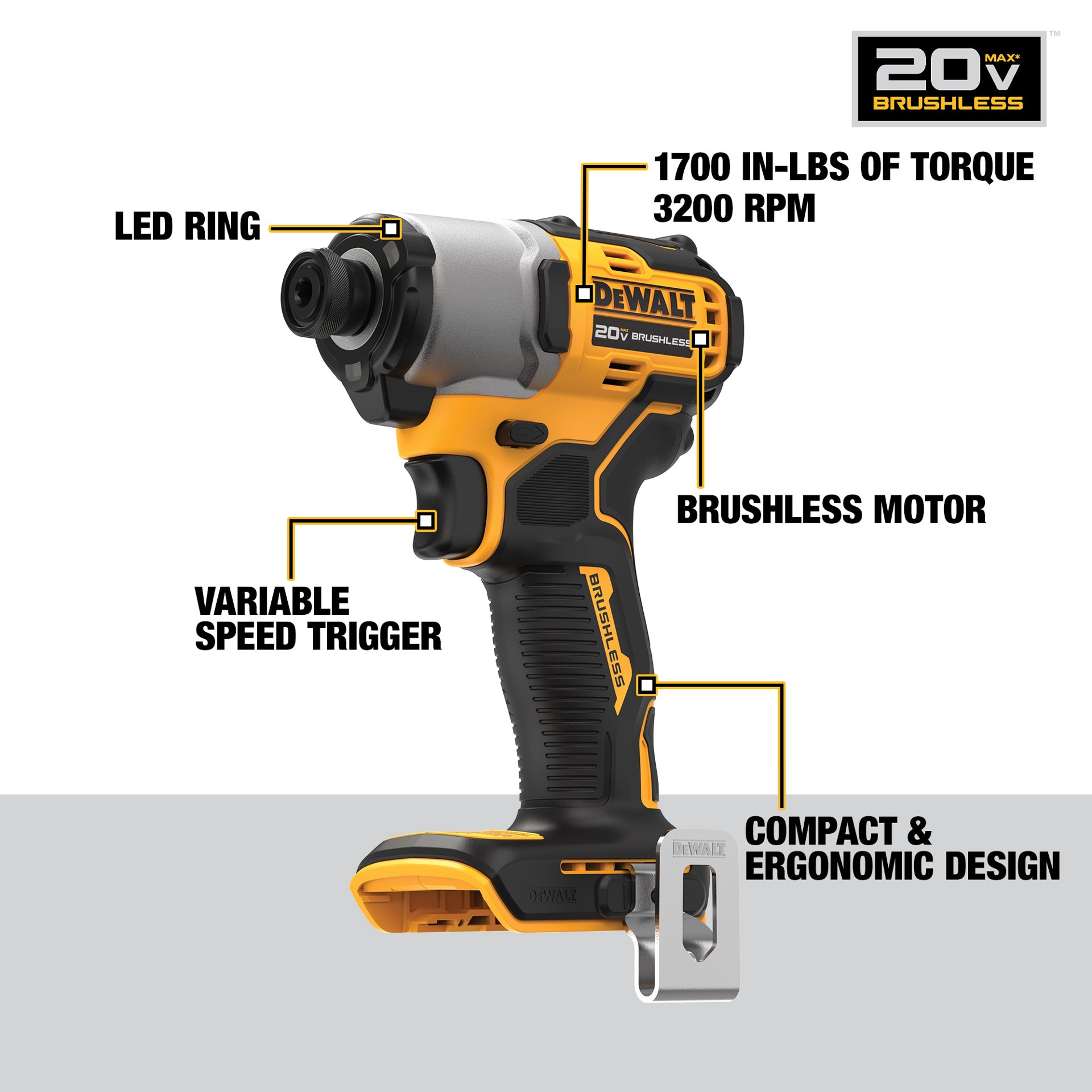 slide 3 of 6, DEWALT 20V MAX 2-Tool Brushless Hammer Drill Power Tool Combo Kit with Soft Case (2-Batteries and Charger Included), 1 ct
