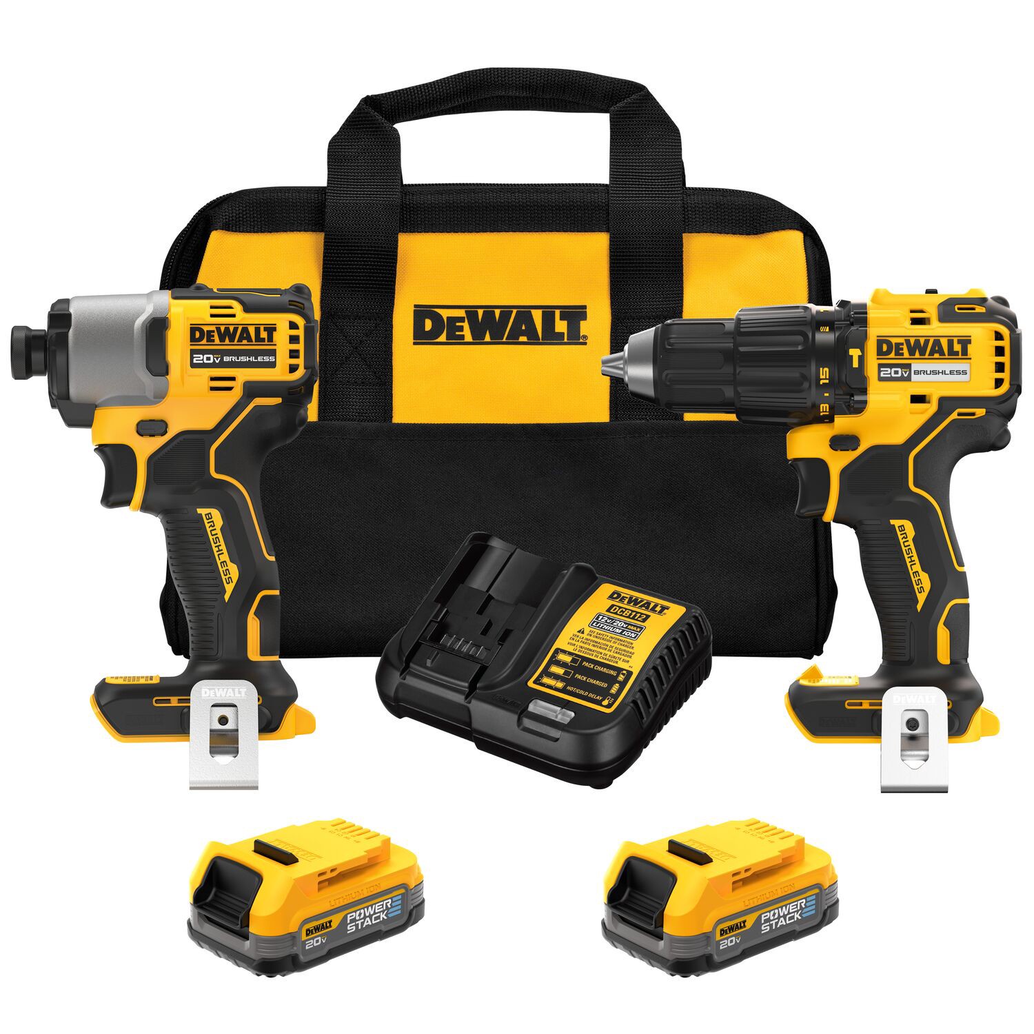 slide 1 of 6, DEWALT 20V MAX 2-Tool Brushless Hammer Drill Power Tool Combo Kit with Soft Case (2-Batteries and Charger Included), 1 ct