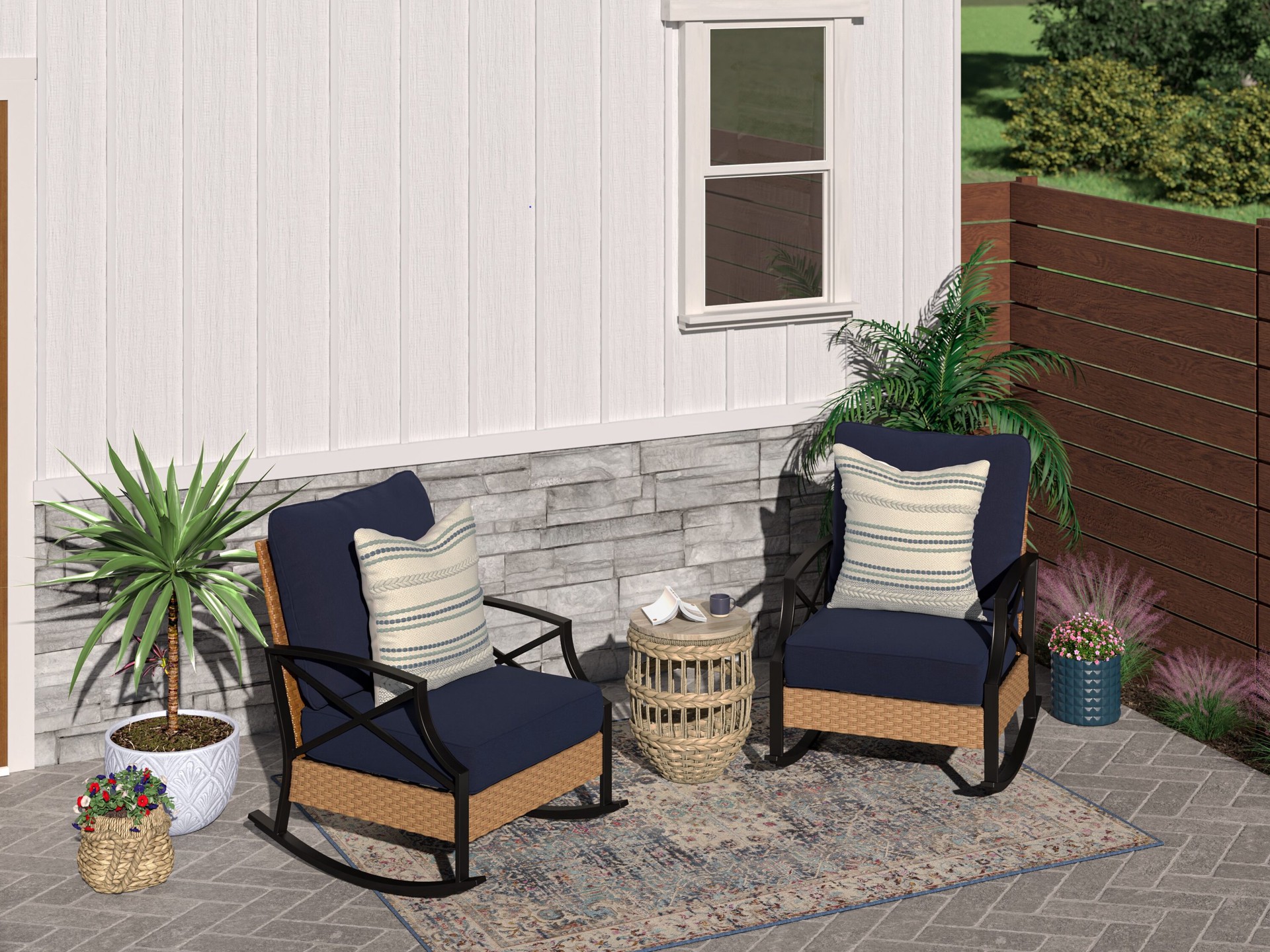 slide 4 of 6, Origin 21 Round 9.0-in W x 5.0-in L Blue Ceramic Indoor/Outdoor Planter, 1 ct