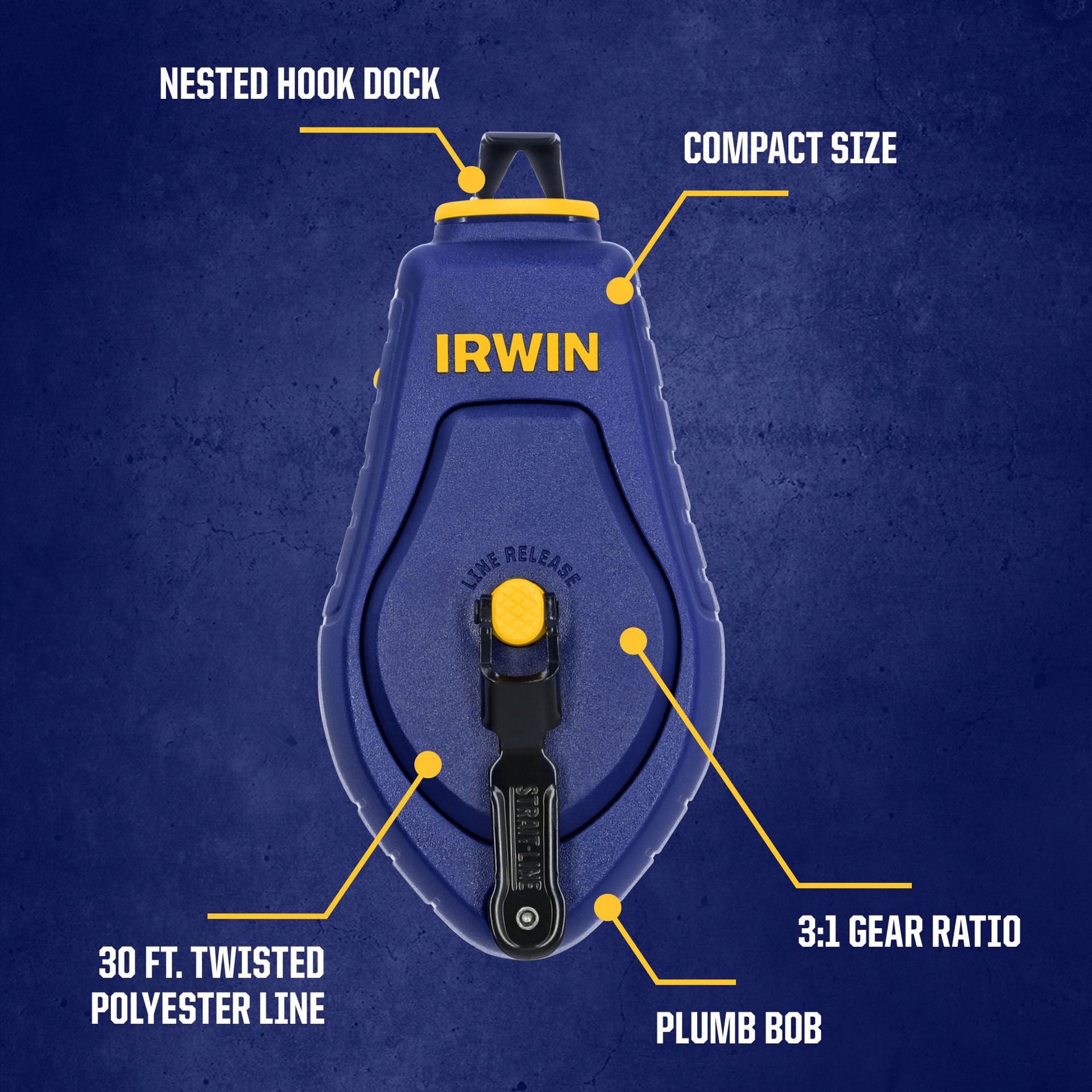 slide 2 of 6, IRWIN STRAIT-LINE COMPACT 3:1 30-ft Chalk Reel, 1 ct