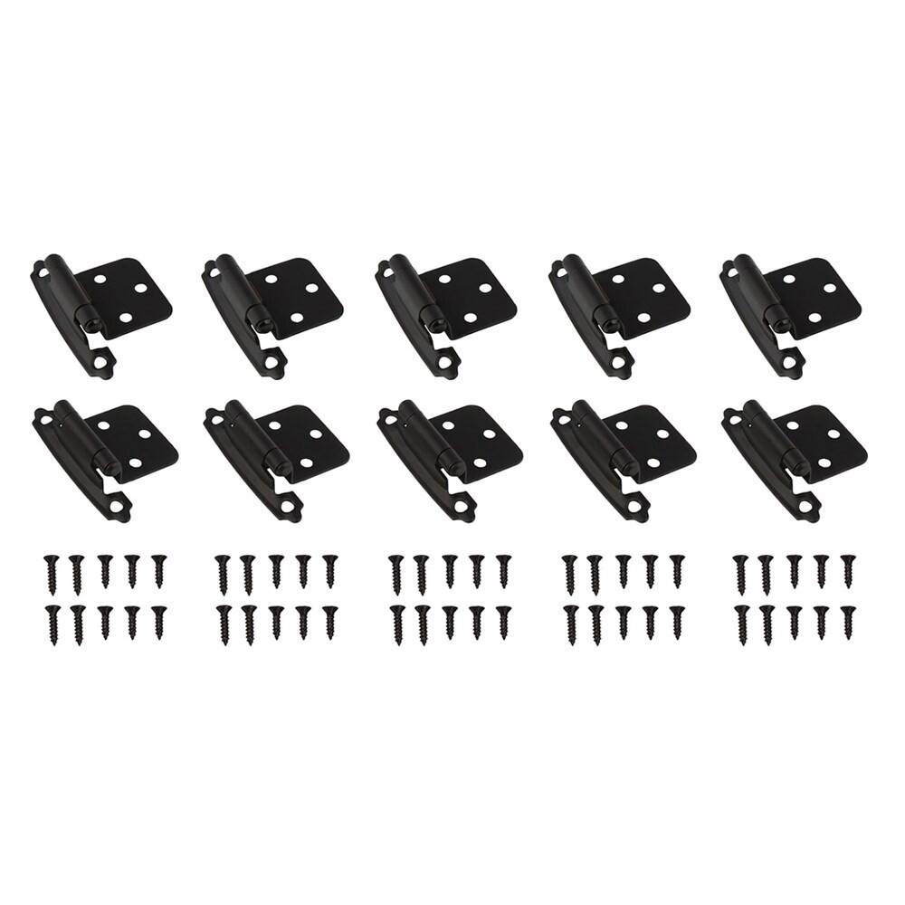 slide 5 of 6, RELIABILT 200-Degree Adjustable Overlay Overlay Surface Self-Closing Black Cabinet Hinge, 5 Pair(s) 10 -Pieces, 1 ct