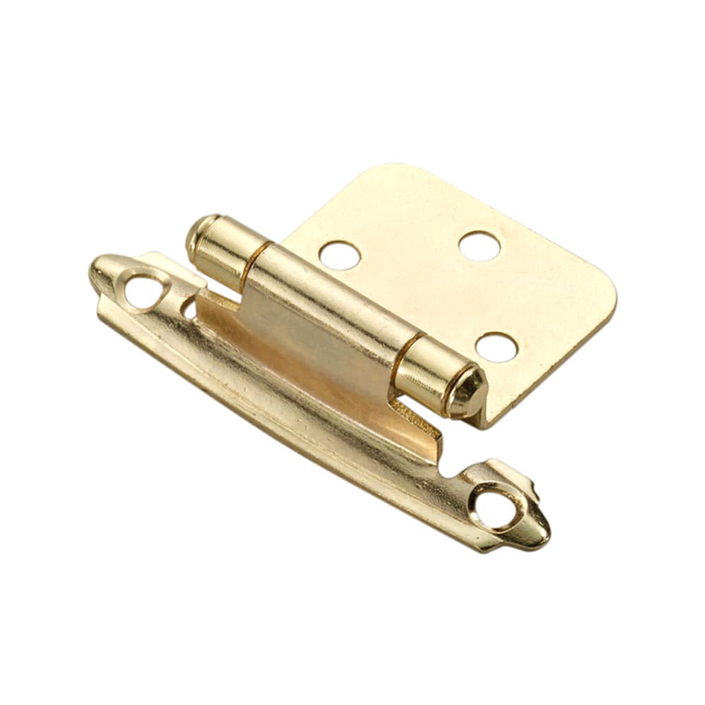 slide 1 of 6, RELIABILT 200-Degree Adjustable Overlay Overlay Surface Self-Closing Satin Brass Cabinet Hinge, 5 Pair(s) 10 -Pieces, 1 ct