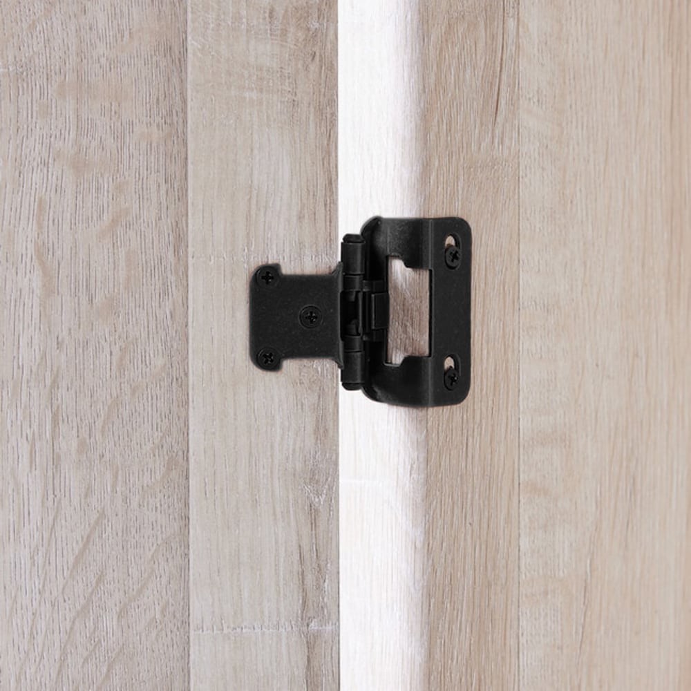 slide 3 of 6, RELIABILT 200-Degree 1/2-in Overlay 1/2-in Inset Semi-wrap Surface Self-Closing Black Cabinet Hinge, 1 Pair(s) 2 -Pieces, 1 ct