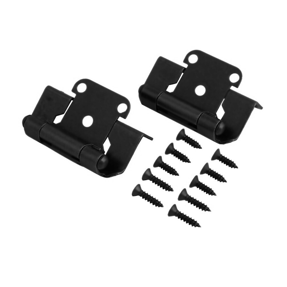 slide 5 of 6, RELIABILT 200-Degree 1/2-in Overlay 1/2-in Inset Semi-wrap Surface Self-Closing Black Cabinet Hinge, 1 Pair(s) 2 -Pieces, 1 ct