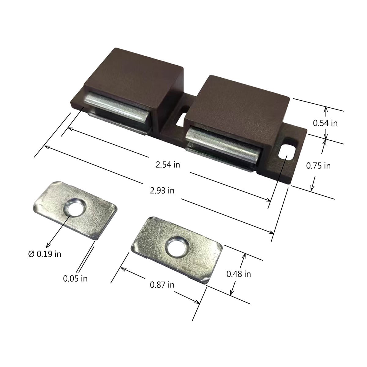 slide 5 of 6, RELIABILT 73-mm Brown Magnetic catch Cabinet Latch, 1 ct