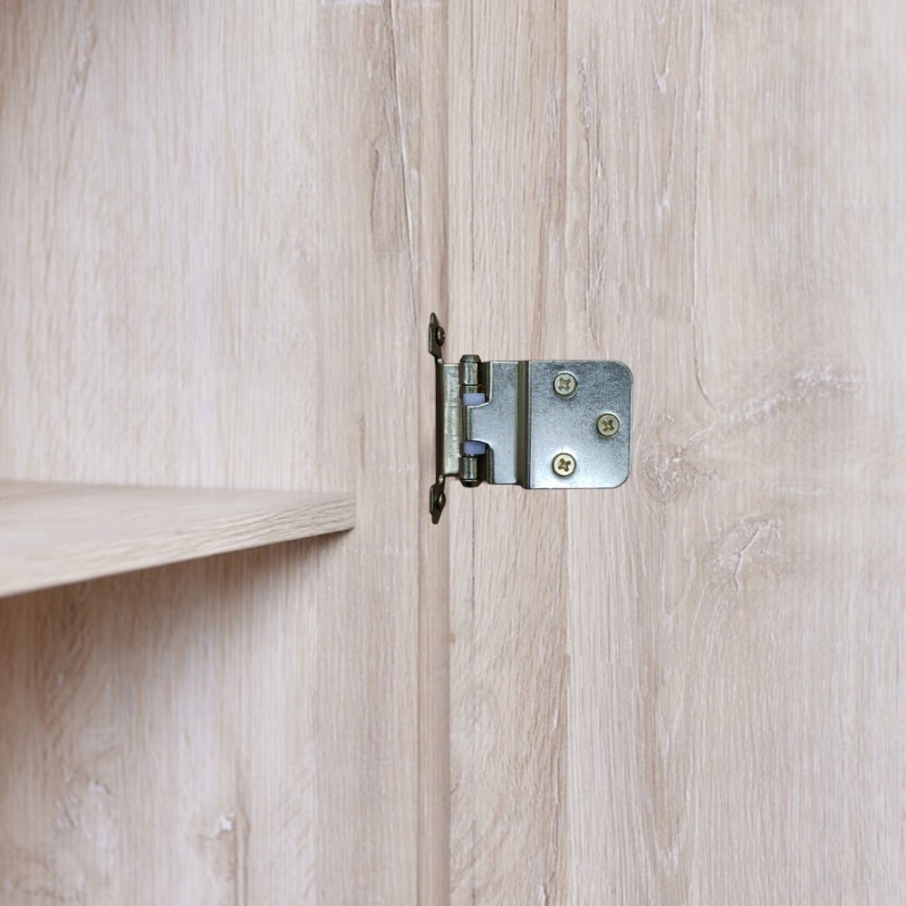 slide 3 of 6, RELIABILT 200-Degree 3/8-in Inset Inset Surface Self-Closing Satin Brass Cabinet Hinge, 1 Pair(s) 2 -Pieces, 1 ct