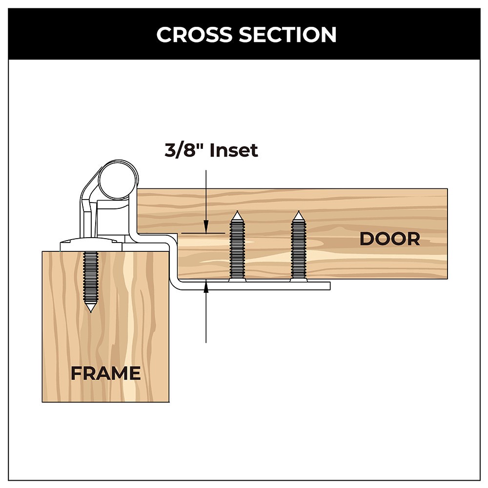 slide 5 of 6, RELIABILT 200-Degree 3/8-in Inset Inset Surface Self-Closing Satin Brass Cabinet Hinge, 1 Pair(s) 2 -Pieces, 1 ct