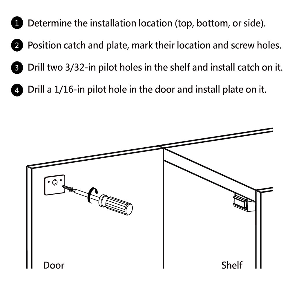 slide 6 of 6, RELIABILT 51-mm Black Magnetic catch Cabinet Latch, 1 ct