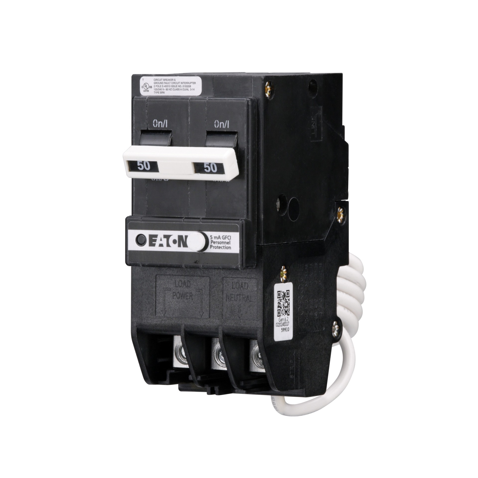 slide 2 of 6, Eaton 50-amp 2 -Pole GFCI Circuit Breaker, 1 ct