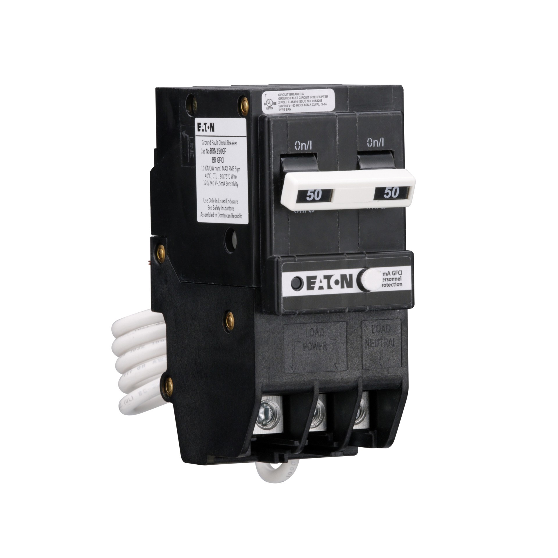 slide 6 of 6, Eaton 50-amp 2 -Pole GFCI Circuit Breaker, 1 ct