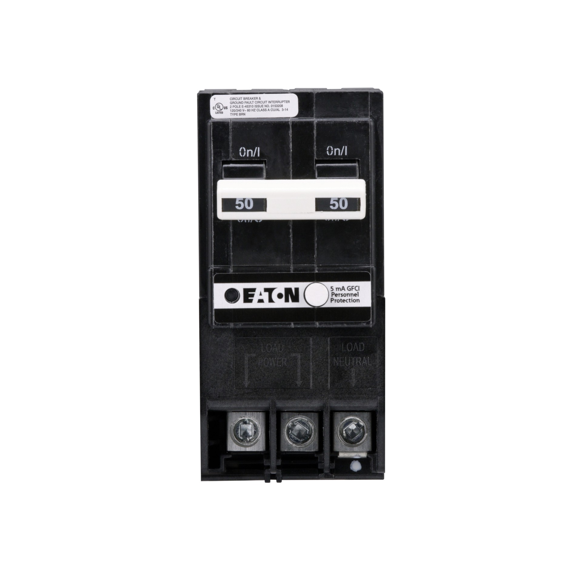 slide 1 of 6, Eaton 50-amp 2 -Pole GFCI Circuit Breaker, 1 ct