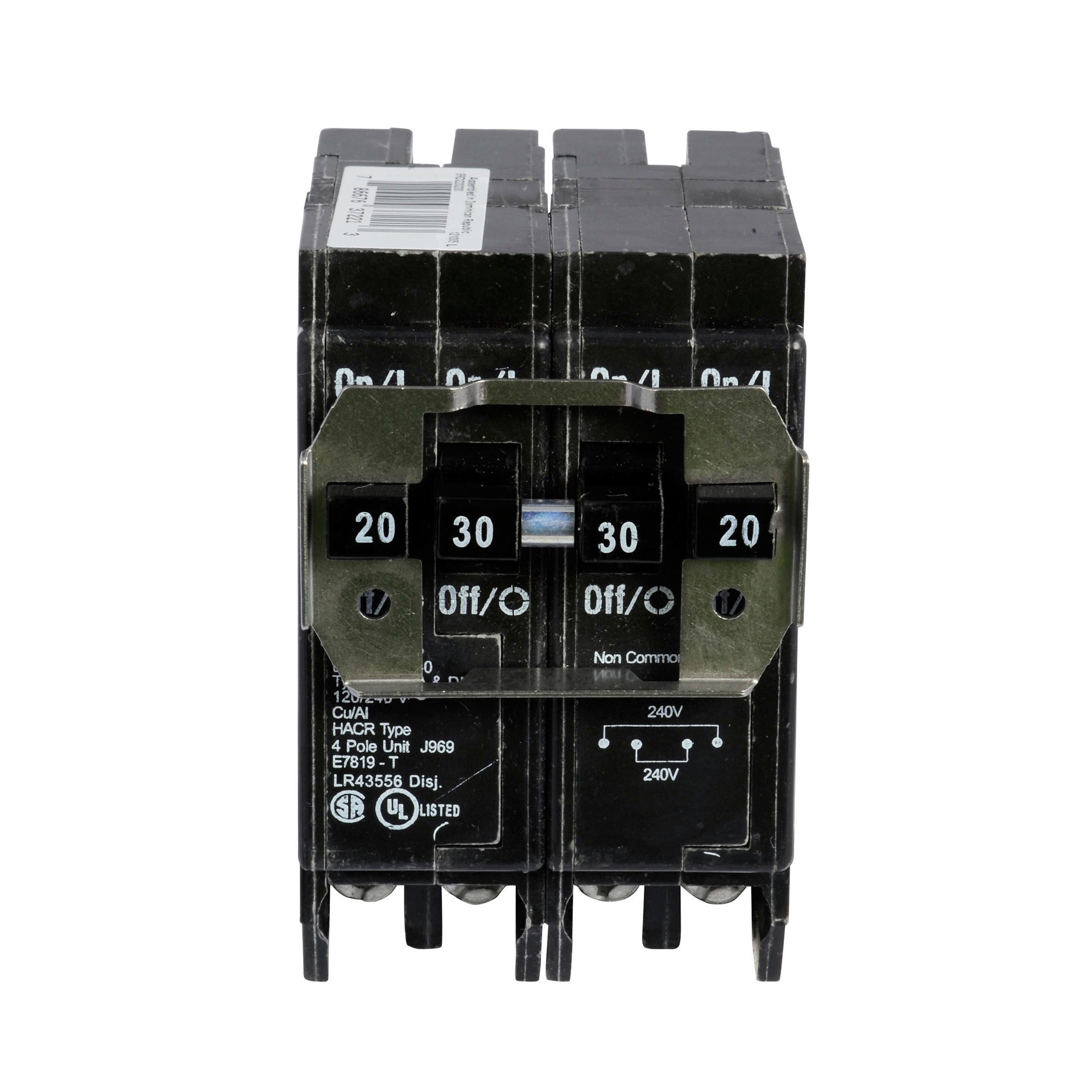 slide 1 of 1, Eaton Type BR 50-amp 4-Pole Quad Plug-on Neutral Circuit Breaker, 1 ct