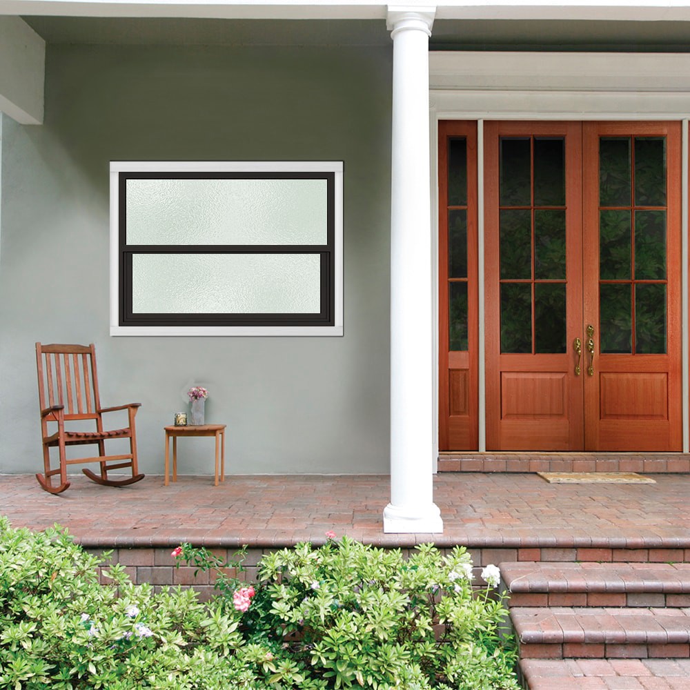 slide 3 of 6, JELD-WEN Premium Atlantic Vinyl 35-3/4-in x 24-3/4-in Bronze Exterior Vinyl New Construction Single Hung Window Impact Resistant Low-E Double Pane Glass (Half Screen Included) Hurricane Approved, 1 ct