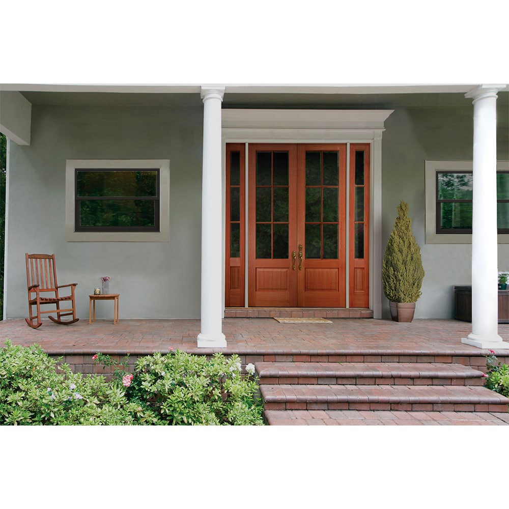 slide 3 of 6, JELD-WEN Premium Atlantic Vinyl 35-3/4-in x 24-3/4-in Bronze Exterior Vinyl New Construction Single Hung Window Impact Resistant Low-E Double Pane Glass (Half Screen Included) Hurricane Approved, 1 ct