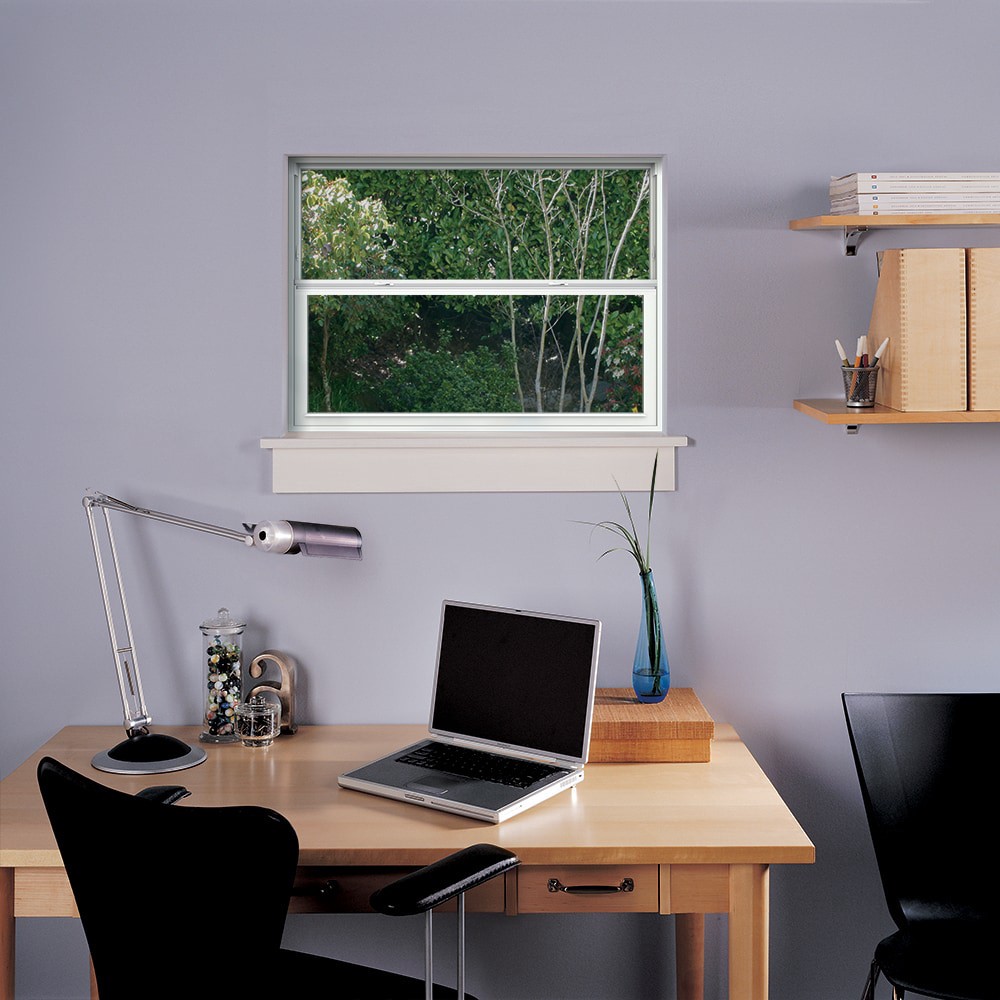 slide 4 of 6, JELD-WEN Premium Atlantic Vinyl 35-3/4-in x 24-3/4-in Bronze Exterior Vinyl New Construction Single Hung Window Impact Resistant Low-E Double Pane Glass (Half Screen Included) Hurricane Approved, 1 ct