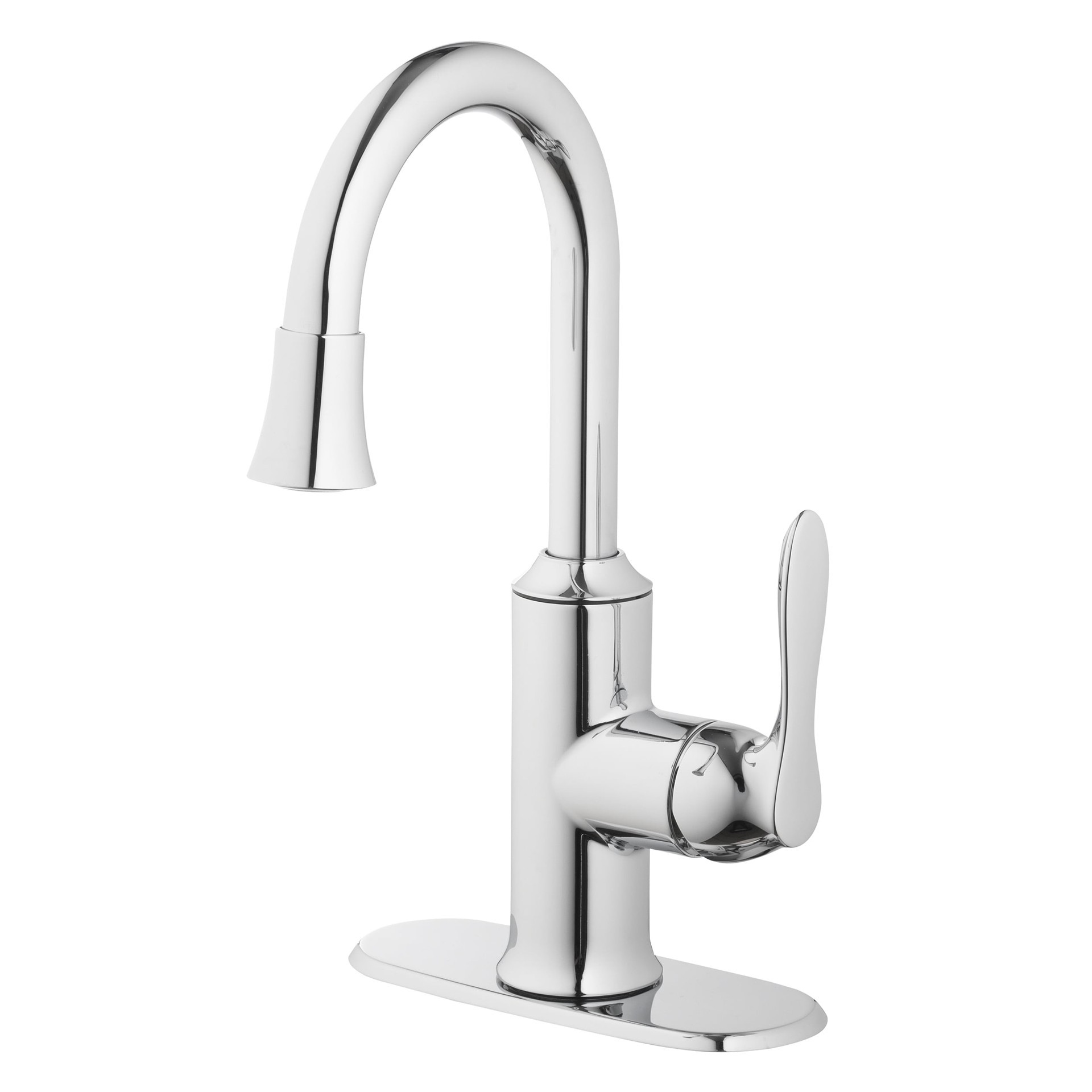slide 2 of 6, allen + roth Brookes Chrome 4-in centerset 1-handle WaterSense High-arc Residential Handle Bathroom Sink Faucet with Drain with Deck Plate, 1 ct