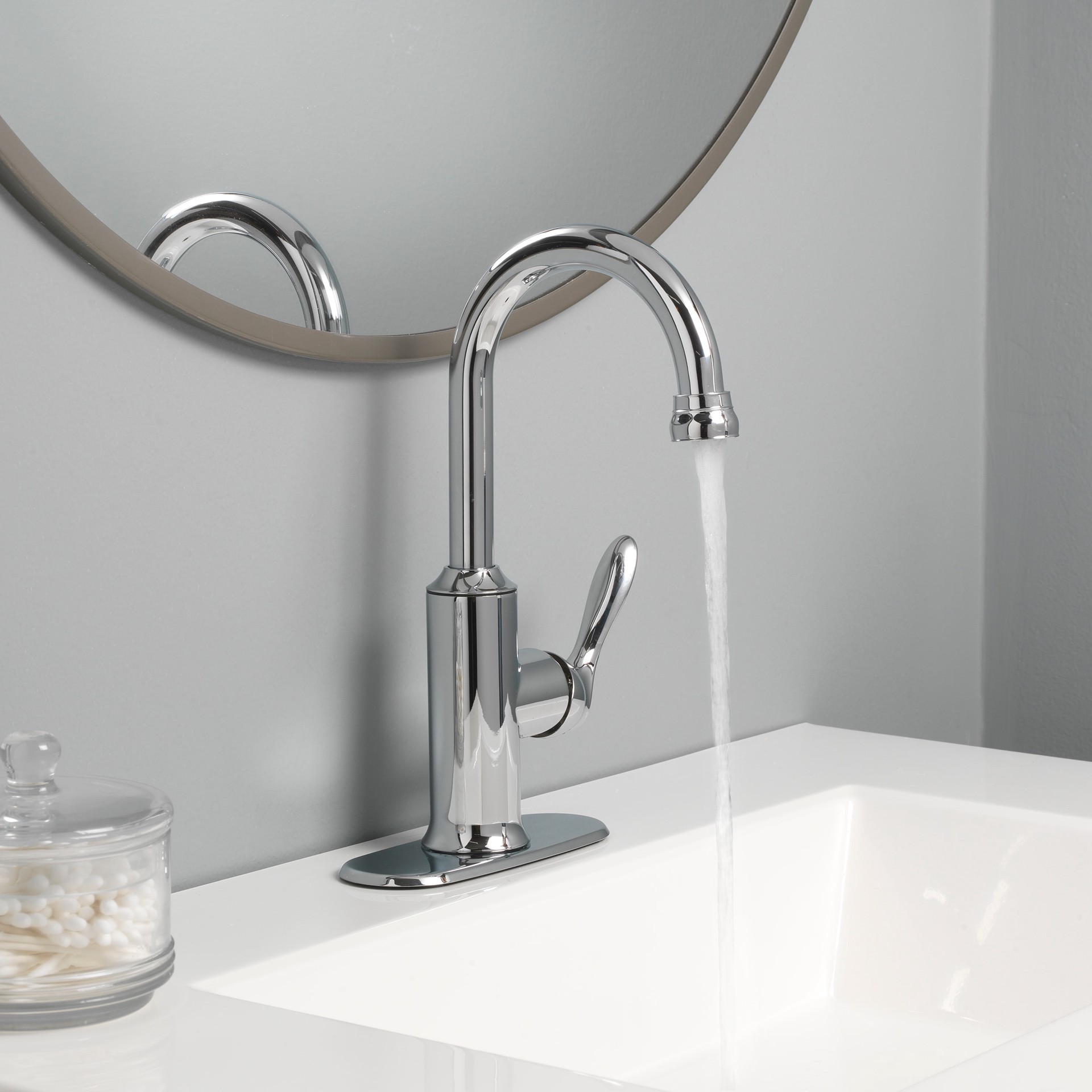 slide 3 of 6, allen + roth Brookes Chrome 4-in centerset 1-handle WaterSense High-arc Residential Handle Bathroom Sink Faucet with Drain with Deck Plate, 1 ct