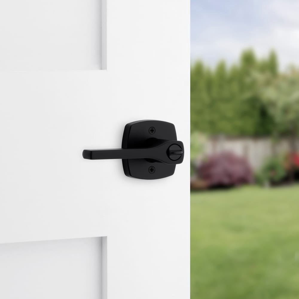 slide 3 of 6, Kwikset Tripoli Matte Black Exterior Keyed Entry Door Handle ft. SmartKey Security, 1 ct