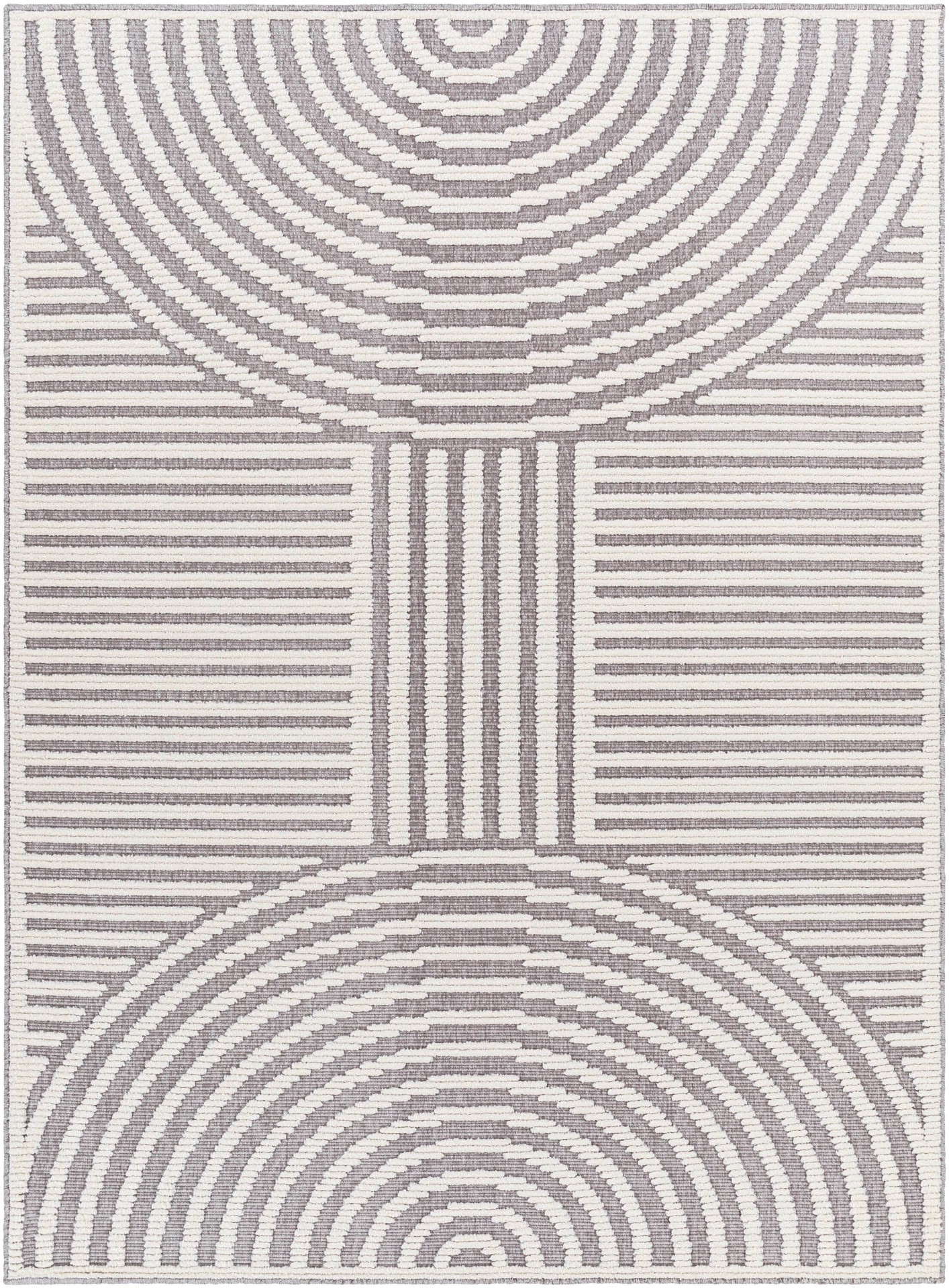 slide 2 of 6, Origin 21 Modern Merdian Gray 5 x 8 (ft) Loomed Polypropylene Gray/White Rectangular Indoor Geometric Global Machine washable Pet Friendly Area rug, 1 ct