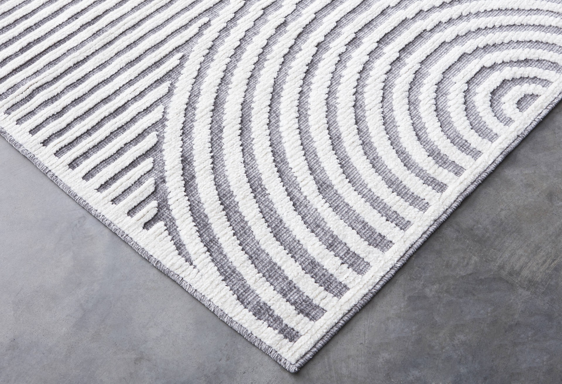 slide 5 of 6, Origin 21 Modern Merdian Gray 5 x 8 (ft) Loomed Polypropylene Gray/White Rectangular Indoor Geometric Global Machine washable Pet Friendly Area rug, 1 ct