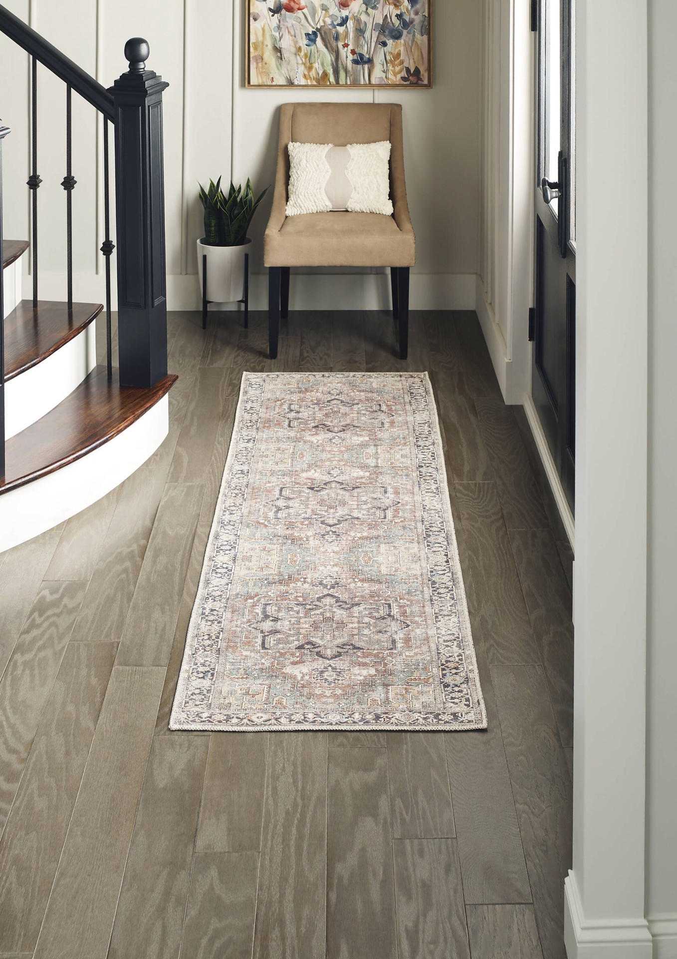slide 1 of 6, allen + roth Tokali Medallion 2 x 8 (ft) Loomed Seafoam Rectangular Indoor Medallion Oriental Machine washable Pet Friendly Runner rug, 1 ct