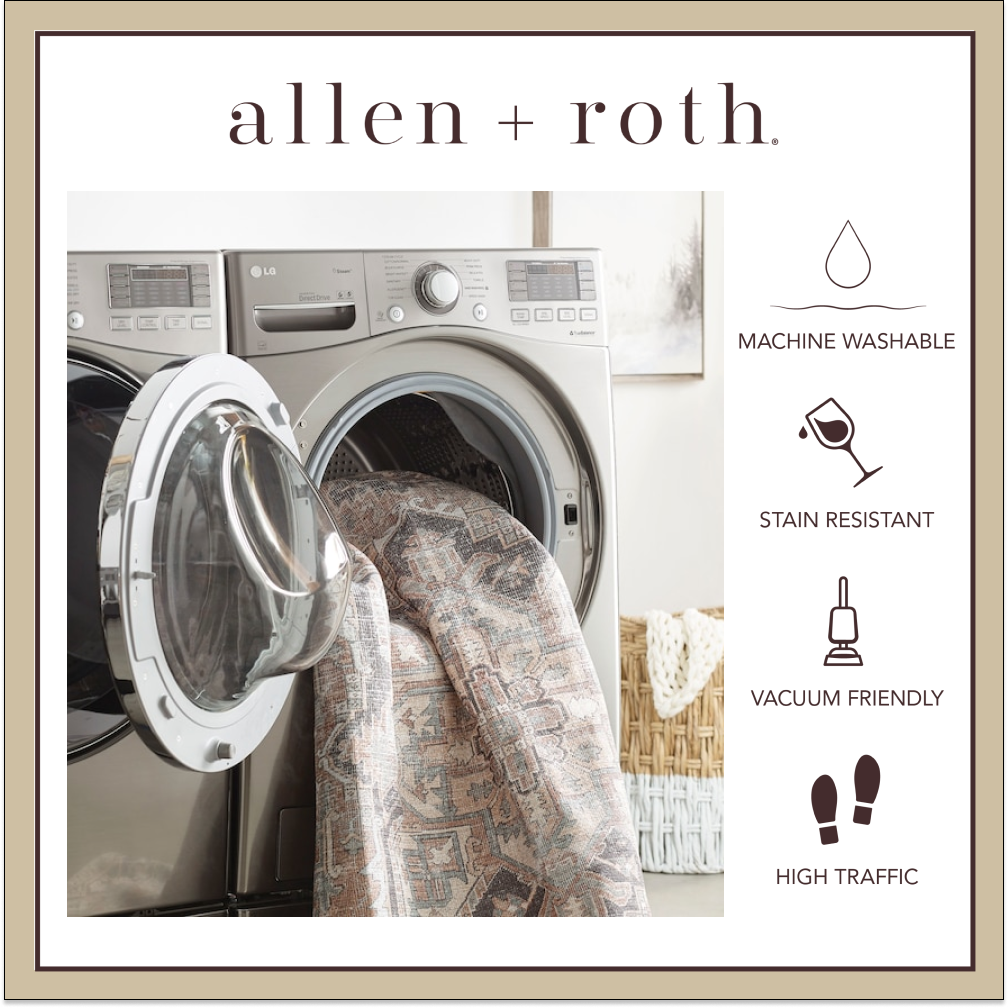 slide 2 of 6, allen + roth Linear Lassen 5 x 8 (ft) Loomed Tan Rectangular Indoor Abstract Industrial Machine washable Pet Friendly Area rug, 1 ct