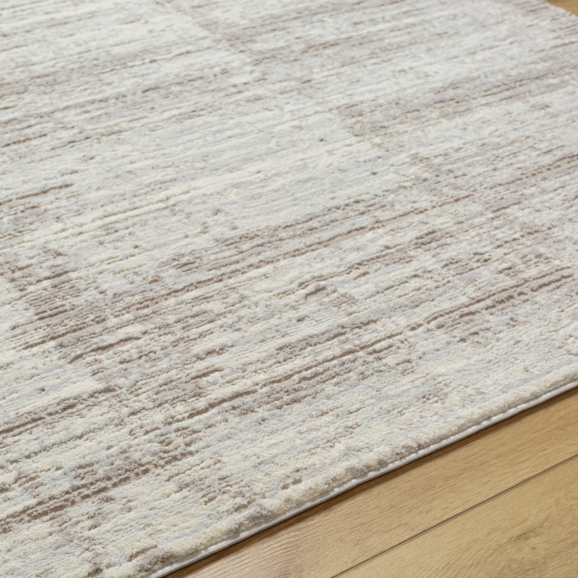 slide 4 of 6, allen + roth Linear Lassen 5 x 8 (ft) Loomed Tan Rectangular Indoor Abstract Industrial Machine washable Pet Friendly Area rug, 1 ct