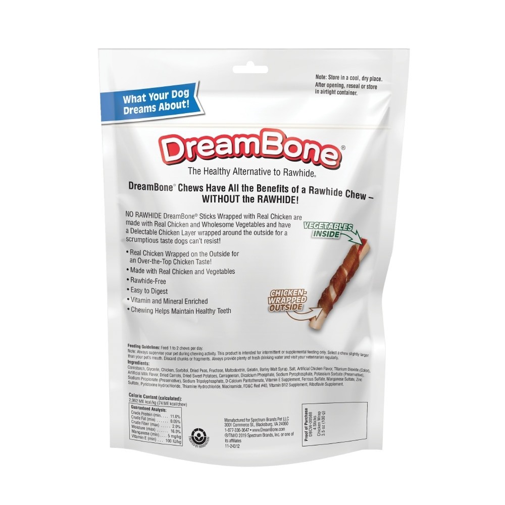 slide 4 of 5, DreamBone No-rawhide chews for Dog Chicken Flavor 4 Count, 1 ct