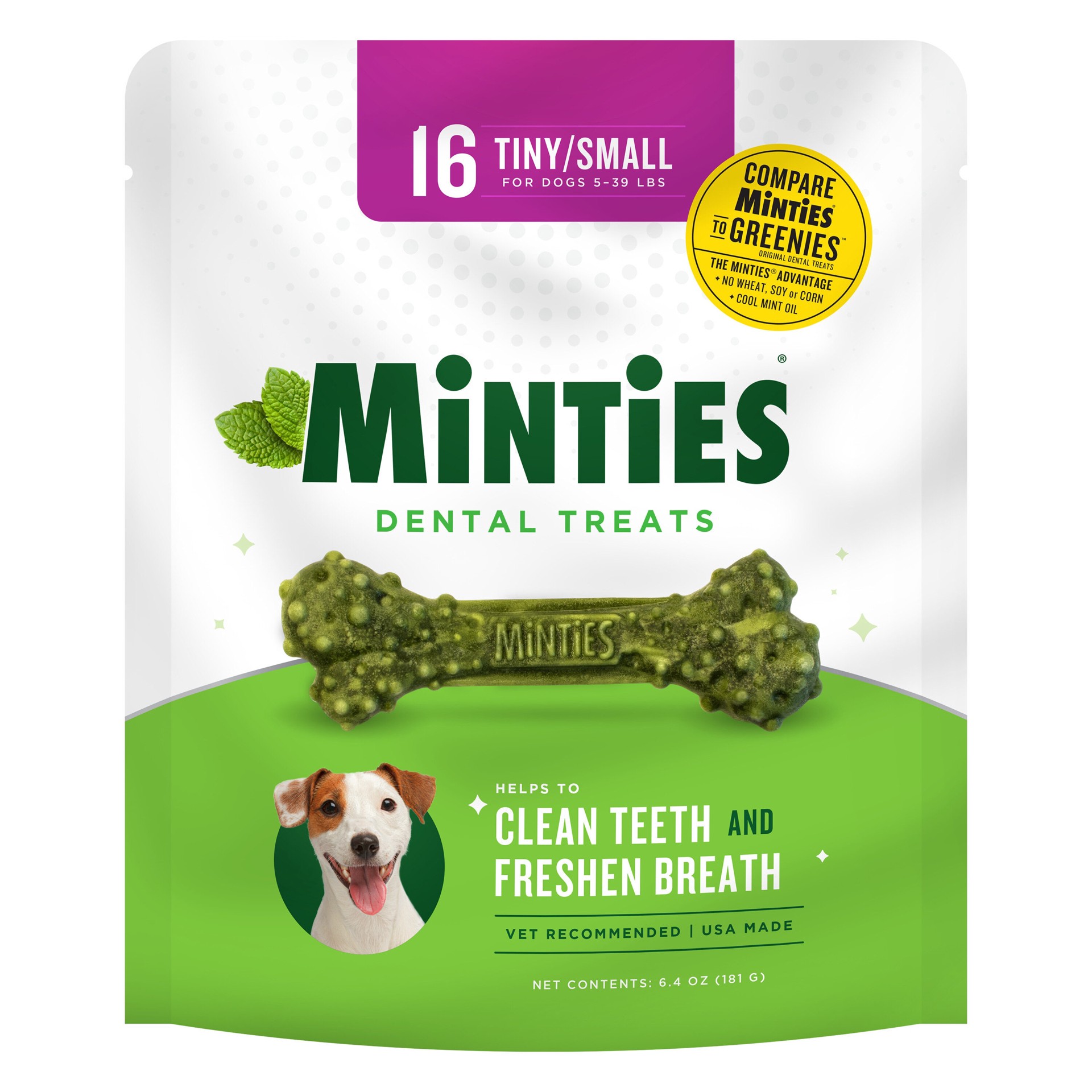 slide 1 of 1, Minties Dental Treats for Dog Mint Flavor, 1 ct