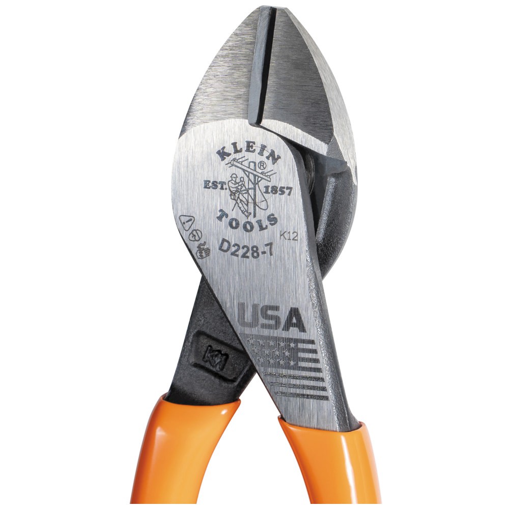 slide 4 of 5, Klein Tools Diagonal Cutting Pliers, High-Leverage, 7-Inch, 1 ct