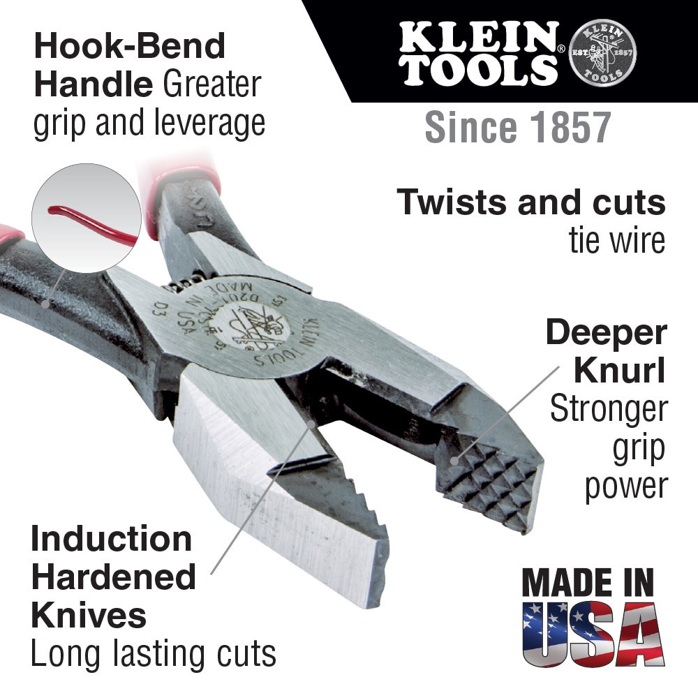 slide 2 of 6, Klein Tools Ironworker's Pliers, Aggressive Knurl, 9-Inch, 1 ct