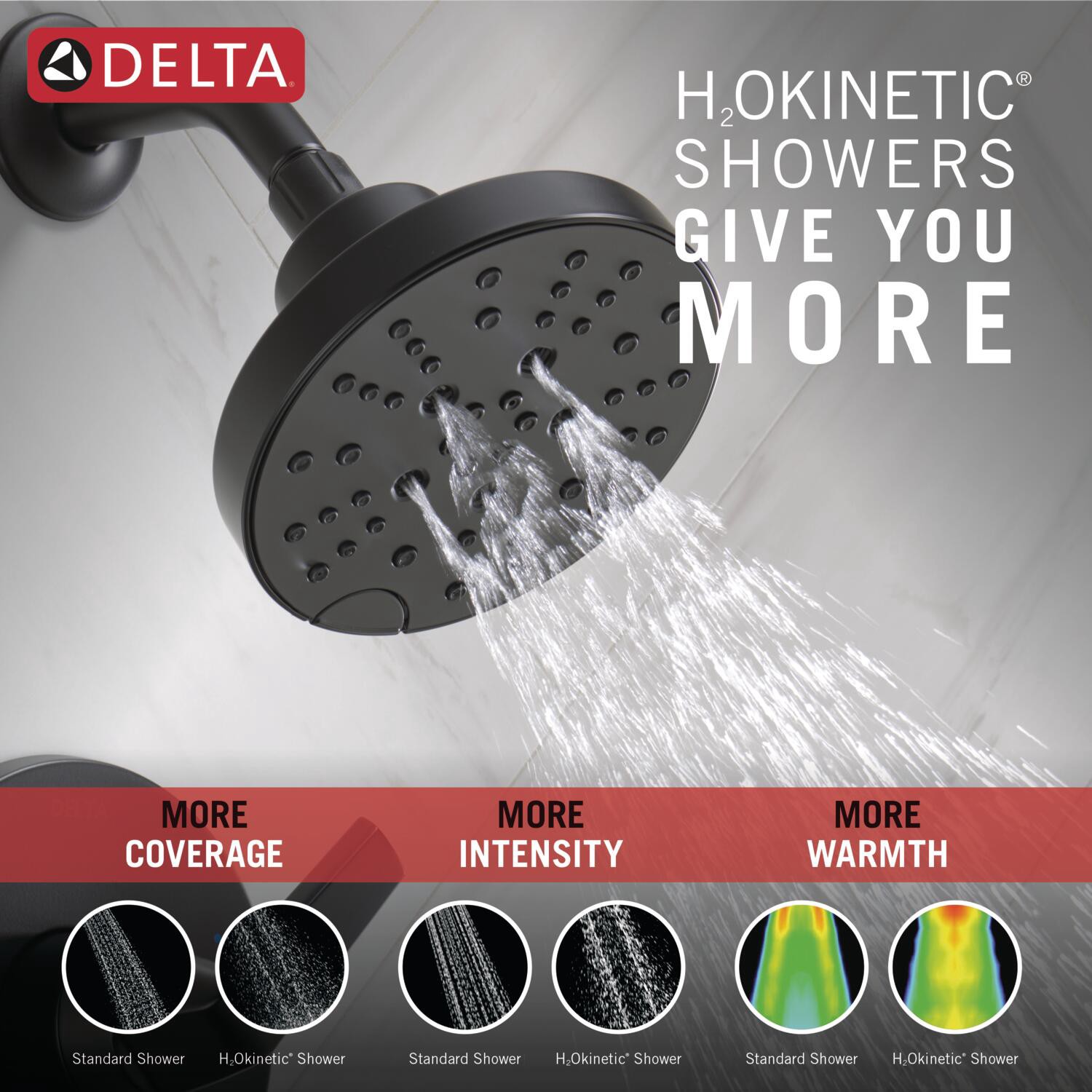 slide 6 of 6, Delta Sparrow Matte Black 1-handle 6-in Round Bathtub and shower Faucet (Multi-function), 1 ct