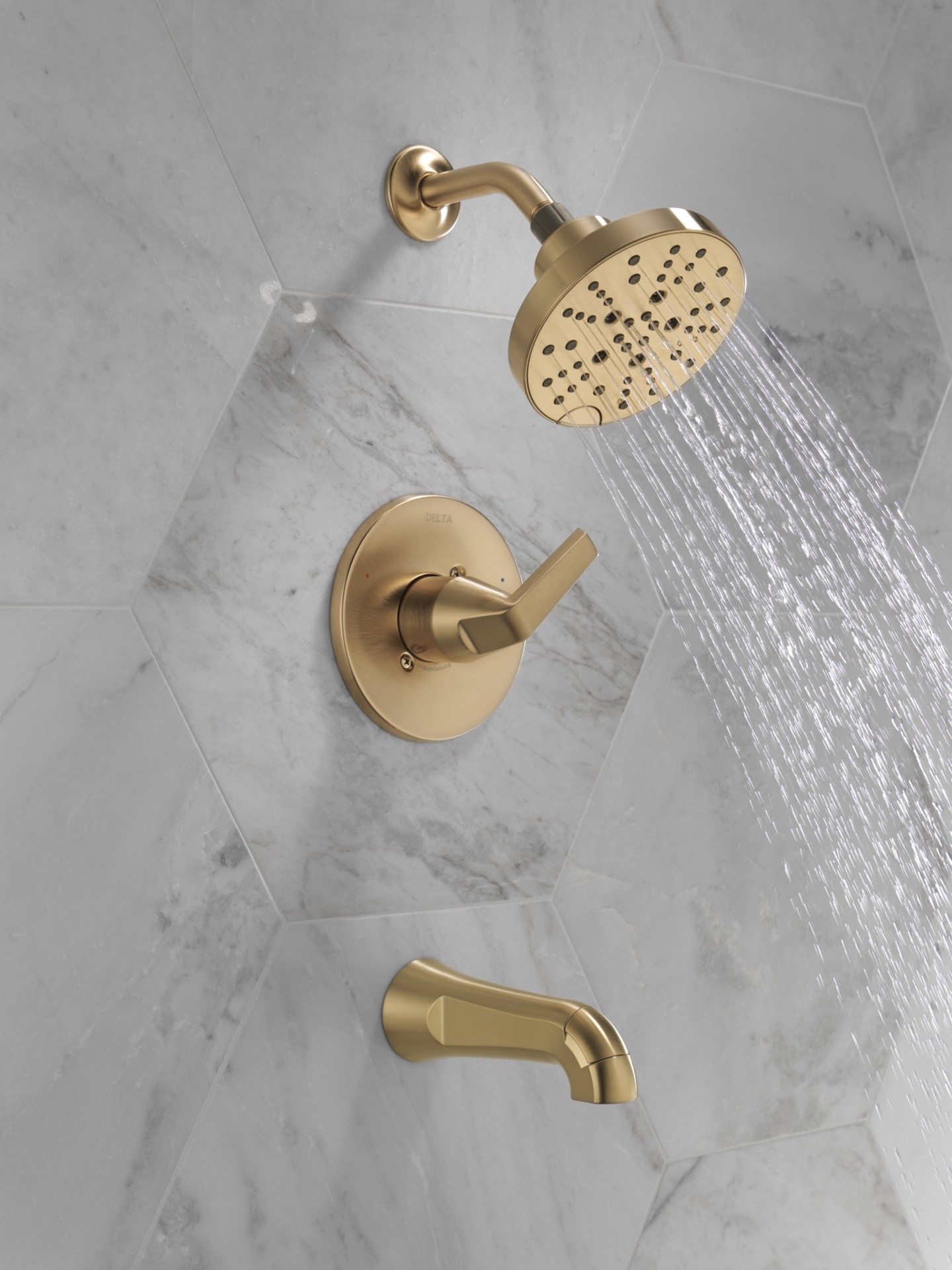 slide 2 of 6, Delta Sparrow Champagne Bronze 1-handle 6-in Round Bathtub and shower Faucet (Multi-function), 1 ct