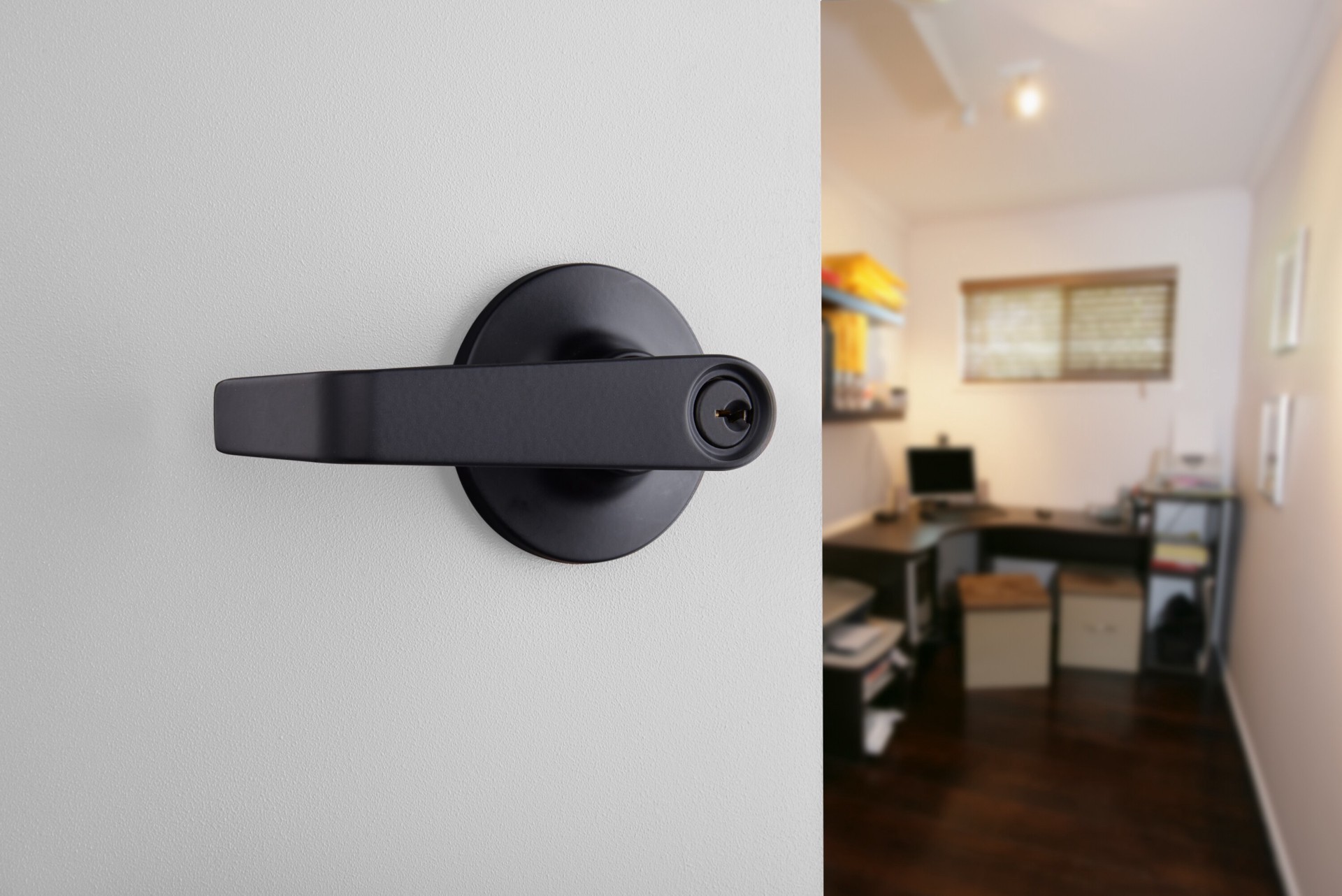 slide 4 of 6, BRINKS COMMERCIAL Light Duty Commercial Lever Matte Black Interior or Exterior Hall/Closet Storeroom Door Handle, 1 ct