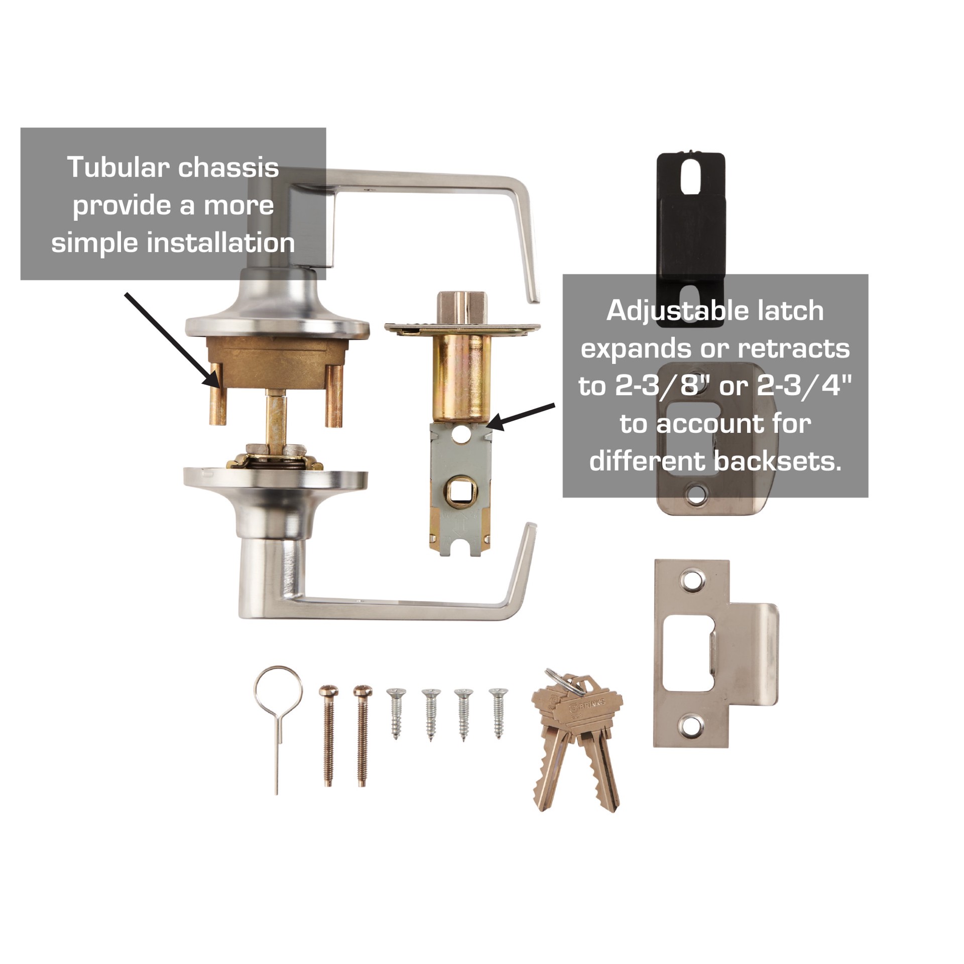 slide 4 of 6, BRINKS COMMERCIAL Light Duty Commercial Lever Matte Black Interior or Exterior Bed/Bath Privacy Door Handle, 1 ct