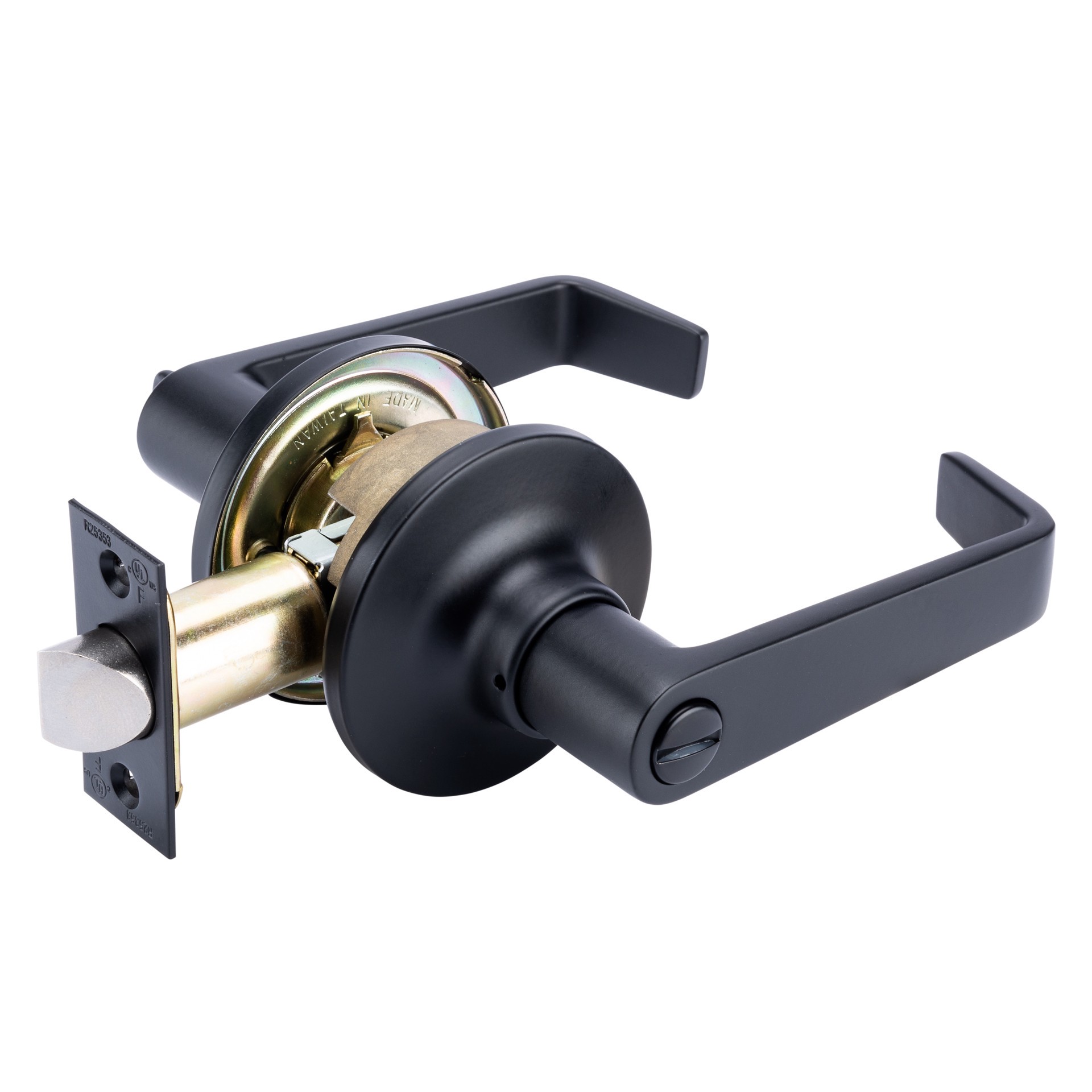 slide 5 of 6, BRINKS COMMERCIAL Light Duty Commercial Lever Matte Black Interior or Exterior Bed/Bath Privacy Door Handle, 1 ct