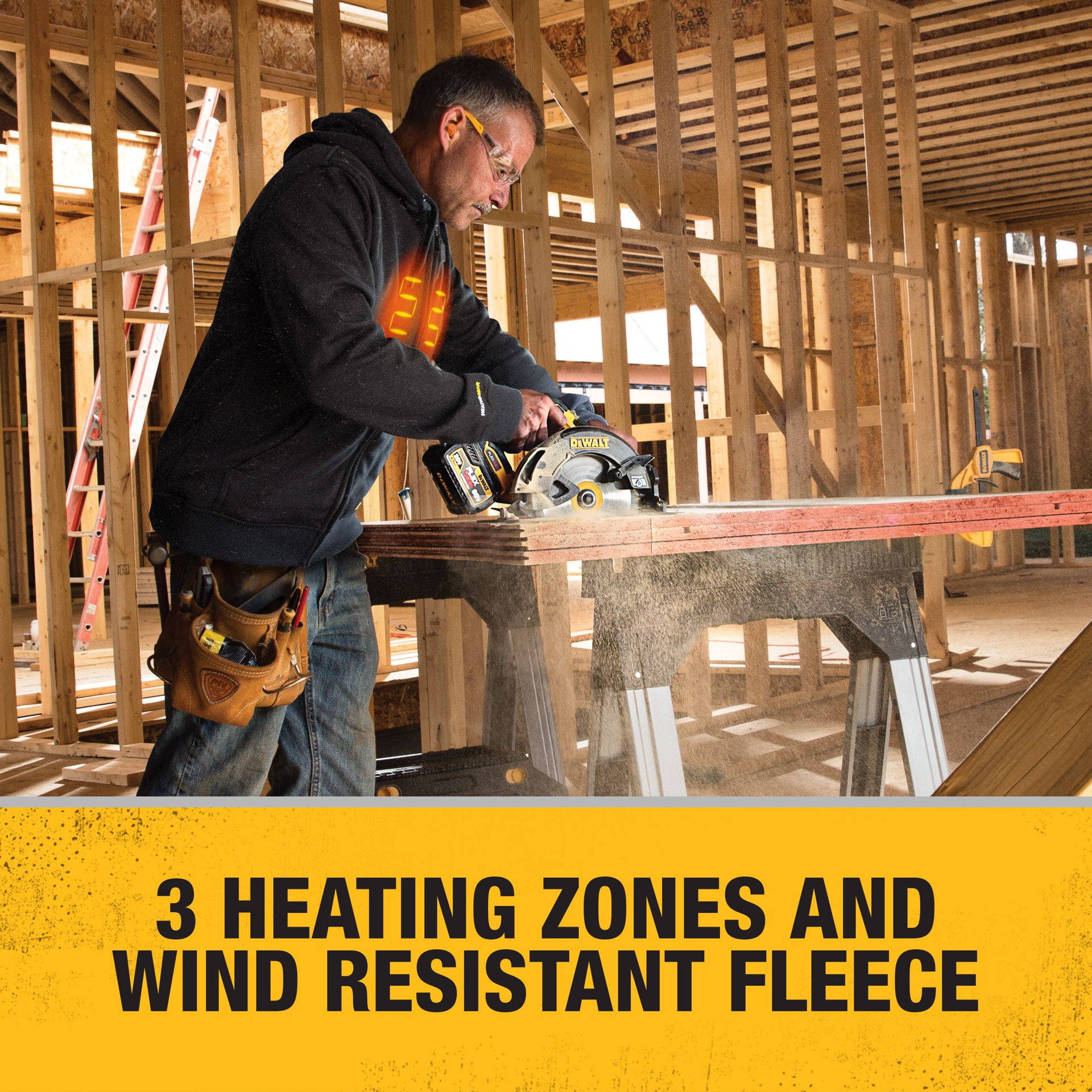 slide 6 of 6, DEWALT Adult unisex Black Heated hoodie ( XL ), 1 ct