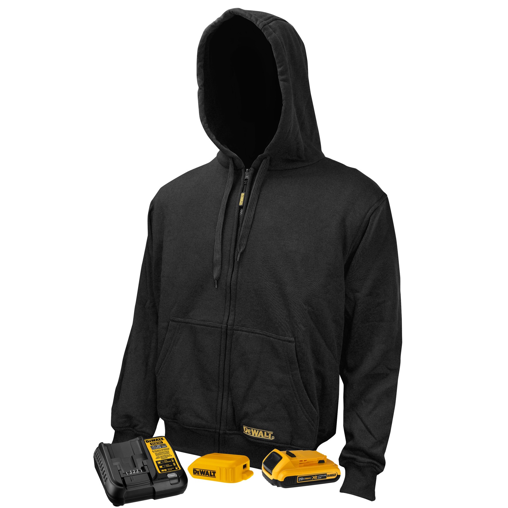 slide 1 of 6, DEWALT Adult unisex Black Heated hoodie ( XL ), 1 ct